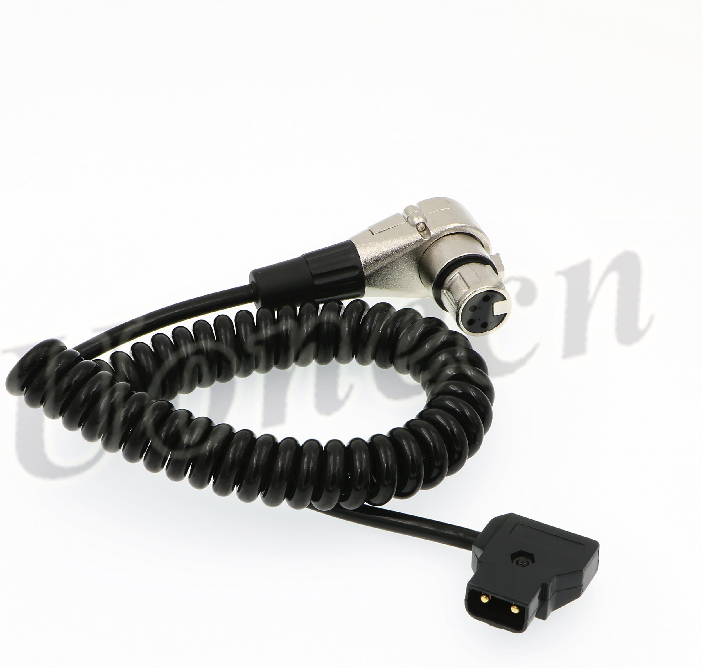 Uonecnfor ARRI Alexa Camera Cable Right Angle 90 Degree XLR 4 Pin Female to D-tap Power Spring Cable for Supply Battery Adapter