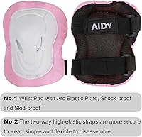 Vista 5 de AIDY Casco de bicicleta para niños, casco ajustable para niñas y niños, rodilleras, coderas, muñequeras, conjunto de equipo de protección