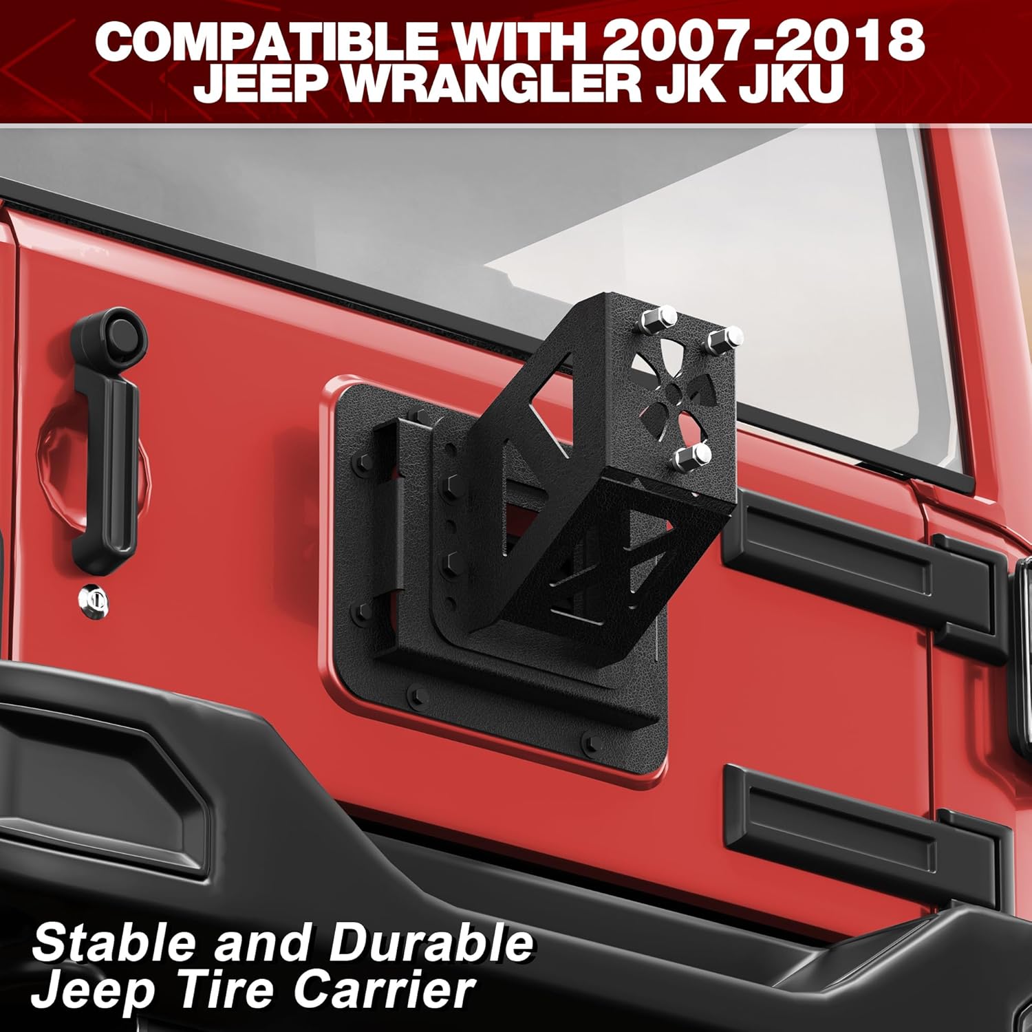 Jeep Spare Tire Mount for 2007–2018 Jeep Wrangler JK & JKU (2/4 Doors), Heavy-Duty Tire Carrier Fits up to 37 Inch Tire, Carbon Steel with E-Coat & Powder Finish