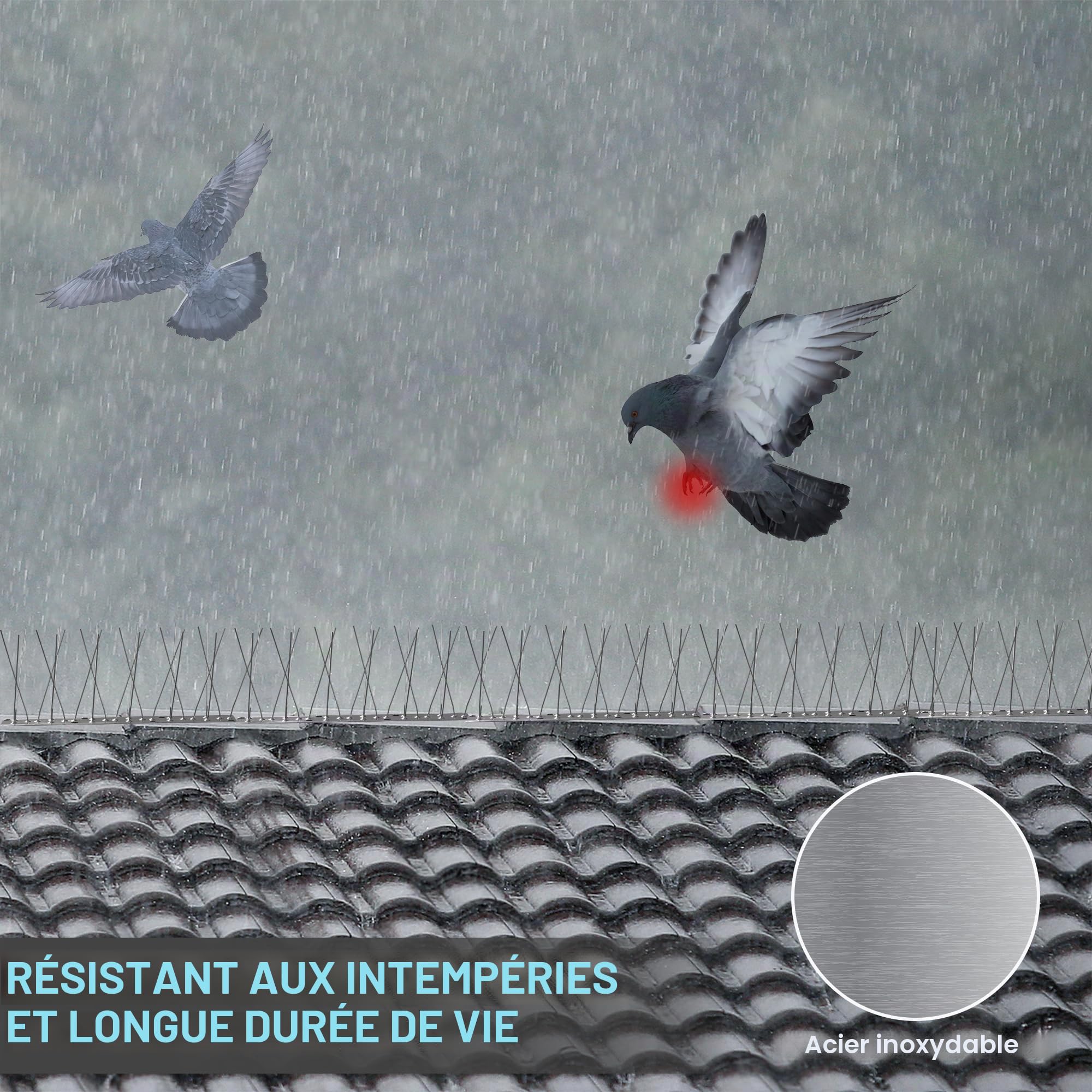 5M Pic Anti Pigeon, Pique Anti Pigeon en Acier Inoxydable de Haute Qualité, Résistant à la Corrosion, Anti Pigeons pour Balcon, Jardins sur Toit ou Murs D'intimité (5M)