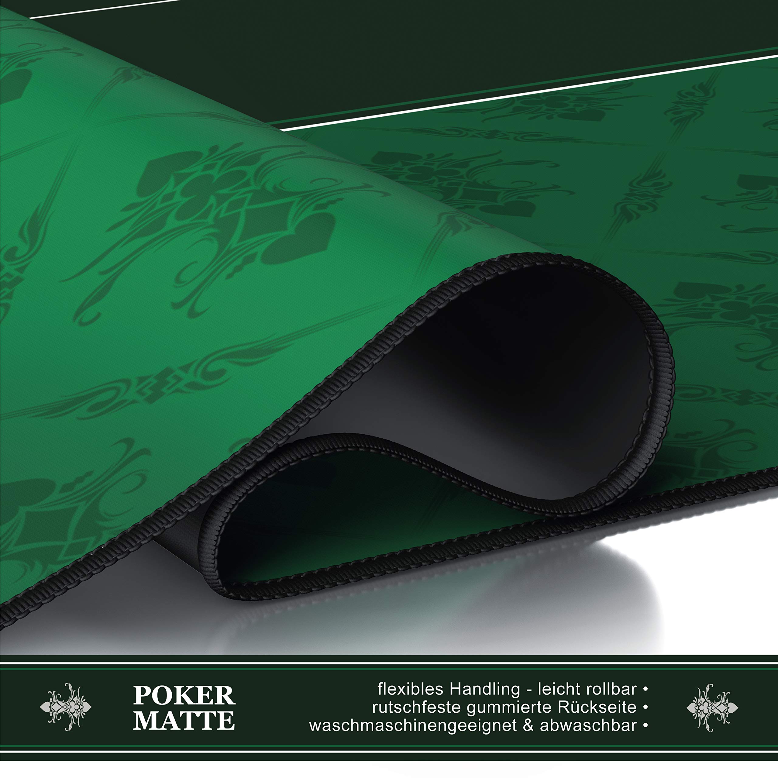 CSL - XXL Deluxe Pokermatte 1000x600mm - XXL Poker Unterlage Pokertisch mit Motiv - Tischunterlage Large Size - Pokertischauflage Green