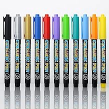 RiyaNed Feutre porcelaine 1.0-3.0mm Acrylique feutre Etanche, 12 couleurs, convient pour mugs, verres, bols en céramique, peinture de bord, création de décoration.