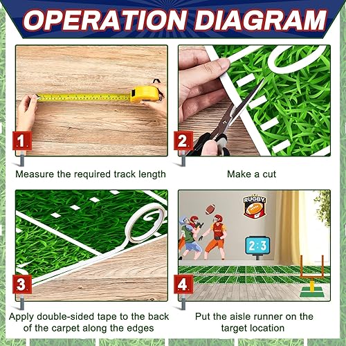Miniatura 4 de Suministros para fiestas de fútbol de 10 pies, para pasillos, mantel de fútbol, camino de suelo de touchdown para fiesta de día de juego,