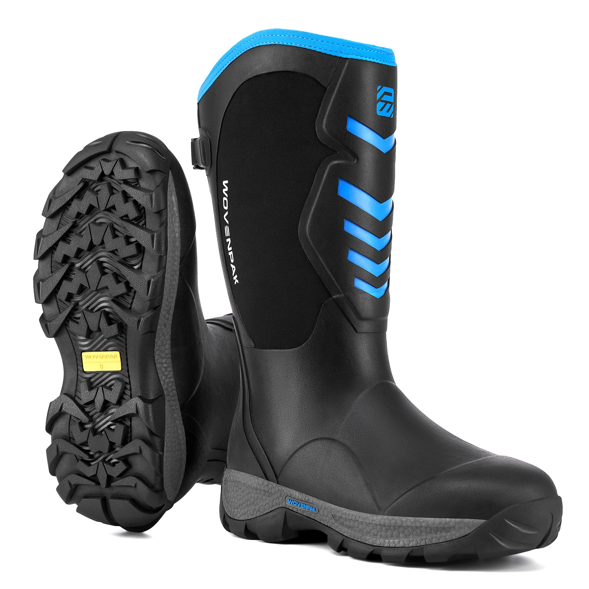 Wovenpak Extra Wide Rubber Boots for Women, Waterproof Hunting Boots with Steel Shank, Insulated Mud Boot, 6mm Neoprene Anti-slip Outdoor Work Boots,