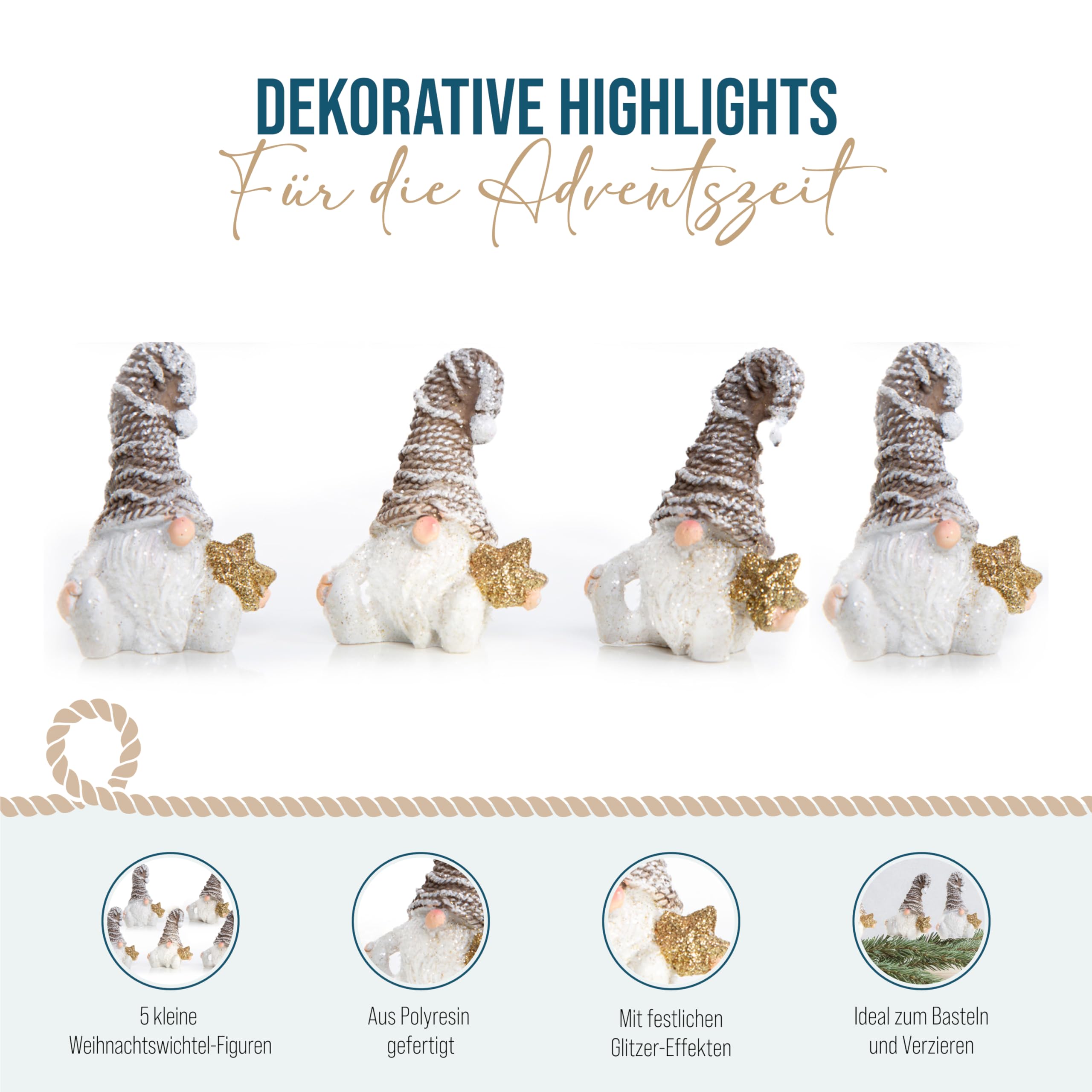 Logbuch-Verlag - Lot De 10 Petites Figurines De Lutin Blanc Marron Avec