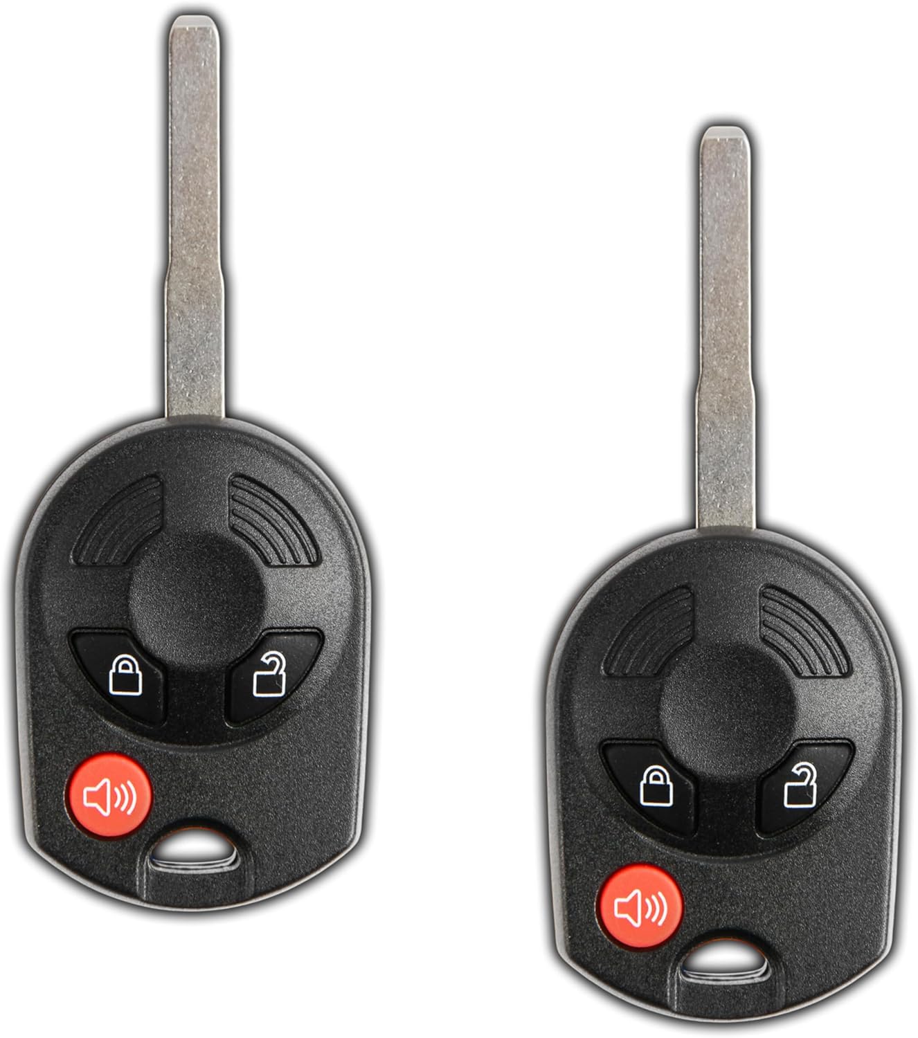 2X KeylessOption Key Fob Replacement for 2012 2013 2014 2015 2016 2017 2018 2019 Ford Focus Transit F350 Fiesta Remote, 3-Button OUCD6000022, Programming Guide Included
