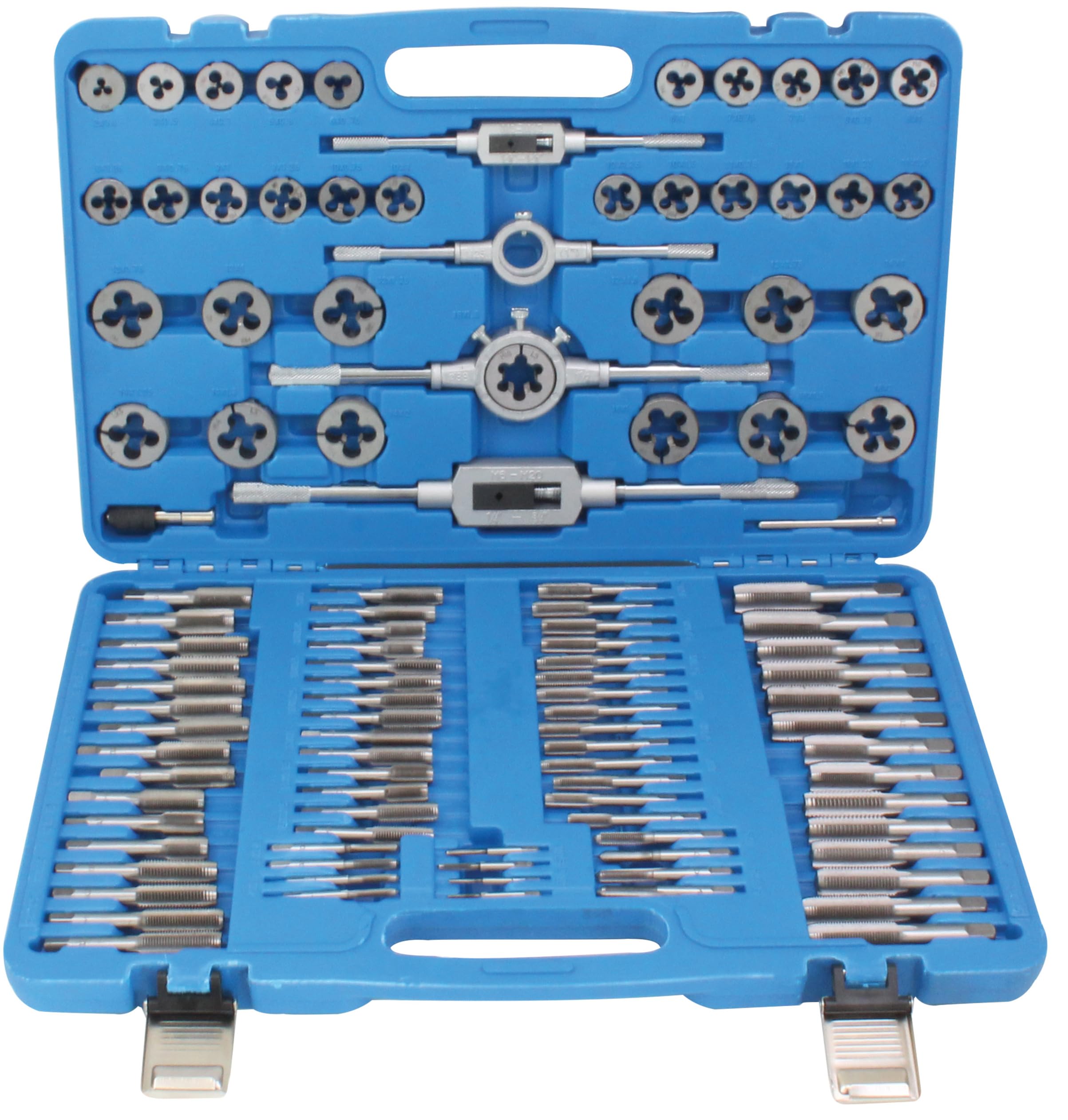 Juego de Machos y Terrajas 110 Piezas M2–M8 – Kit Profesional para Roscar, Reparar y Crear Roscas en Metal con Maletín – Incluye Portamachos, Porta Terrajas y Accesorios