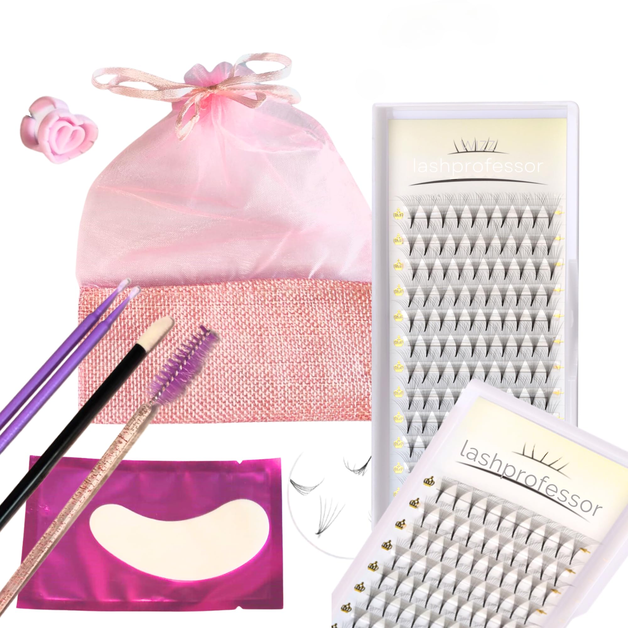 kit de extensiones de pestañas pelo a pelo profesional-Abanicos prefabricado de volumen ruso-pestañas naturales prearmado-Set de pestañas postizas de 8mm a 15mm (Kit pestañas 6D - C 120 abanicos)