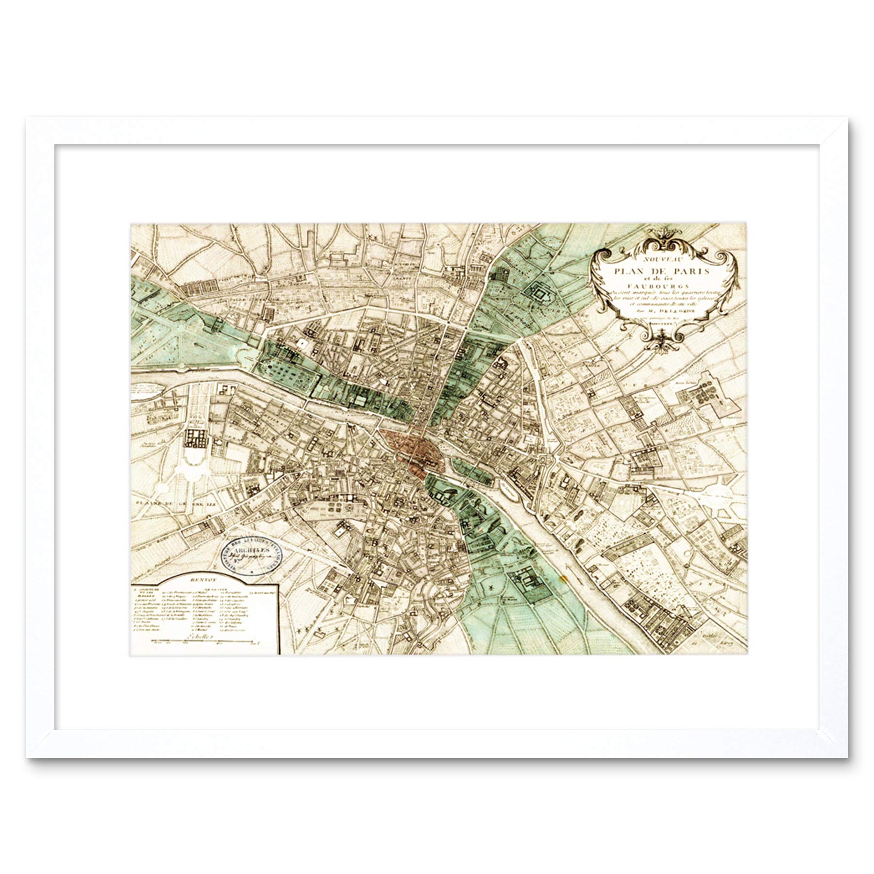 Wee Blue Coo Map Plan De Paris France New Art Picture Framed Wall Art Print