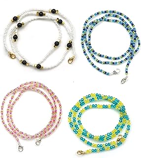 KriVat Mask Chain | Mask Chains for Women Stylish Combo | Crystal Moti Mask Holder Beaded | Eye Glasses Necklace and Strin... Price In India