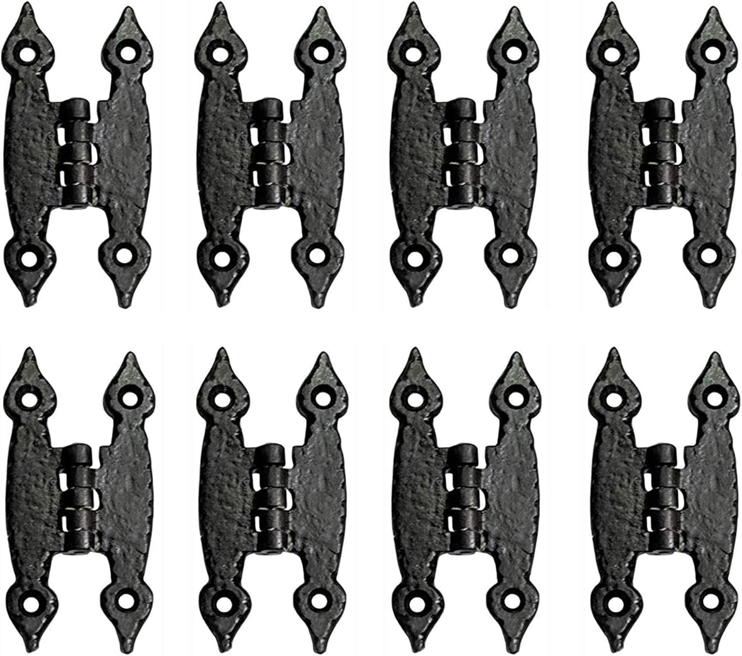 Adonai Hardware Abib Antique Iron H Cabinet Hinges (4 Pack, Rust Living Finish) for Vintage Barn Doors, Cupboards, Kitchen Wardrobes, Wooden Jewelry Box, Sheds, Furniture, Treasure Chest and Trunks