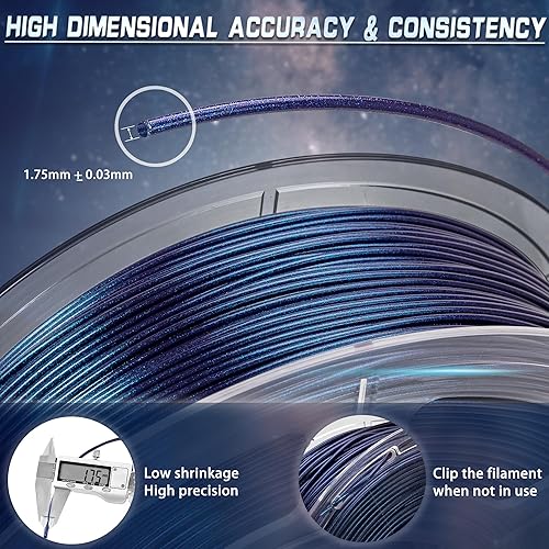 Miniatura 7 de Filamento PLA de 0.069 pulgadas que cambia de color, filamento de impresora 3D camaleón brillante con diferentes luces y ángulos, filamento de