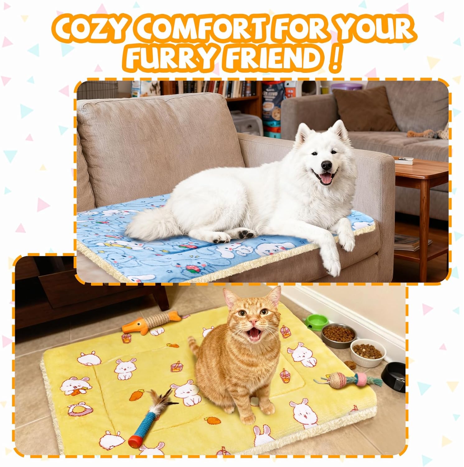 2 Pcs Self Warming Cat Bed, Washable Self Heating Pet Mat Soft Small Animal Winter Bed Pads Sleeping Pads for Rat Chinchilla Hedgehog Hamster Squirrel Ferret Cat Dog (27×21 Inch)