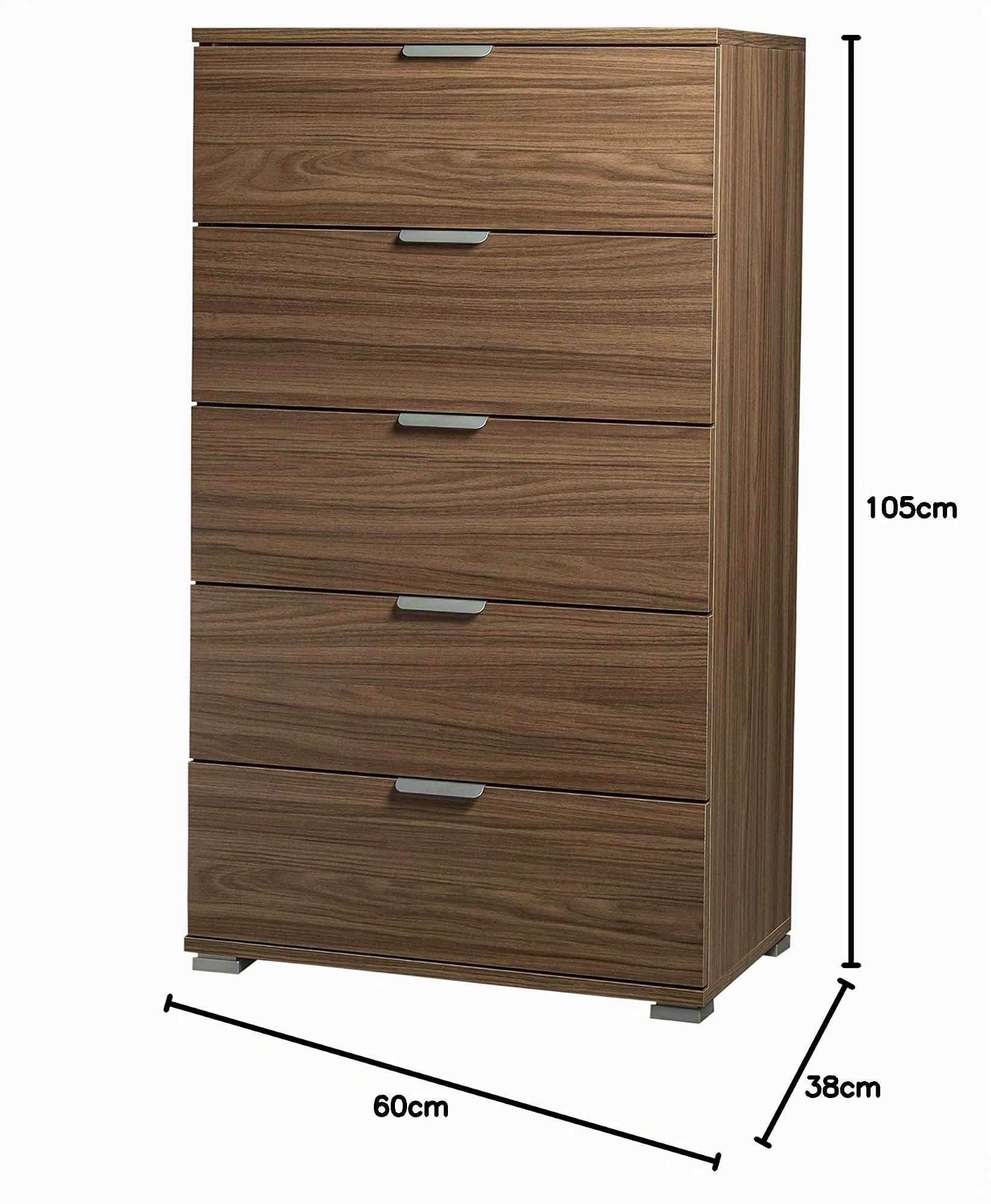 MeMi Me305NOC Cassettiera, Legno, Noce, 38x60x105 cm
