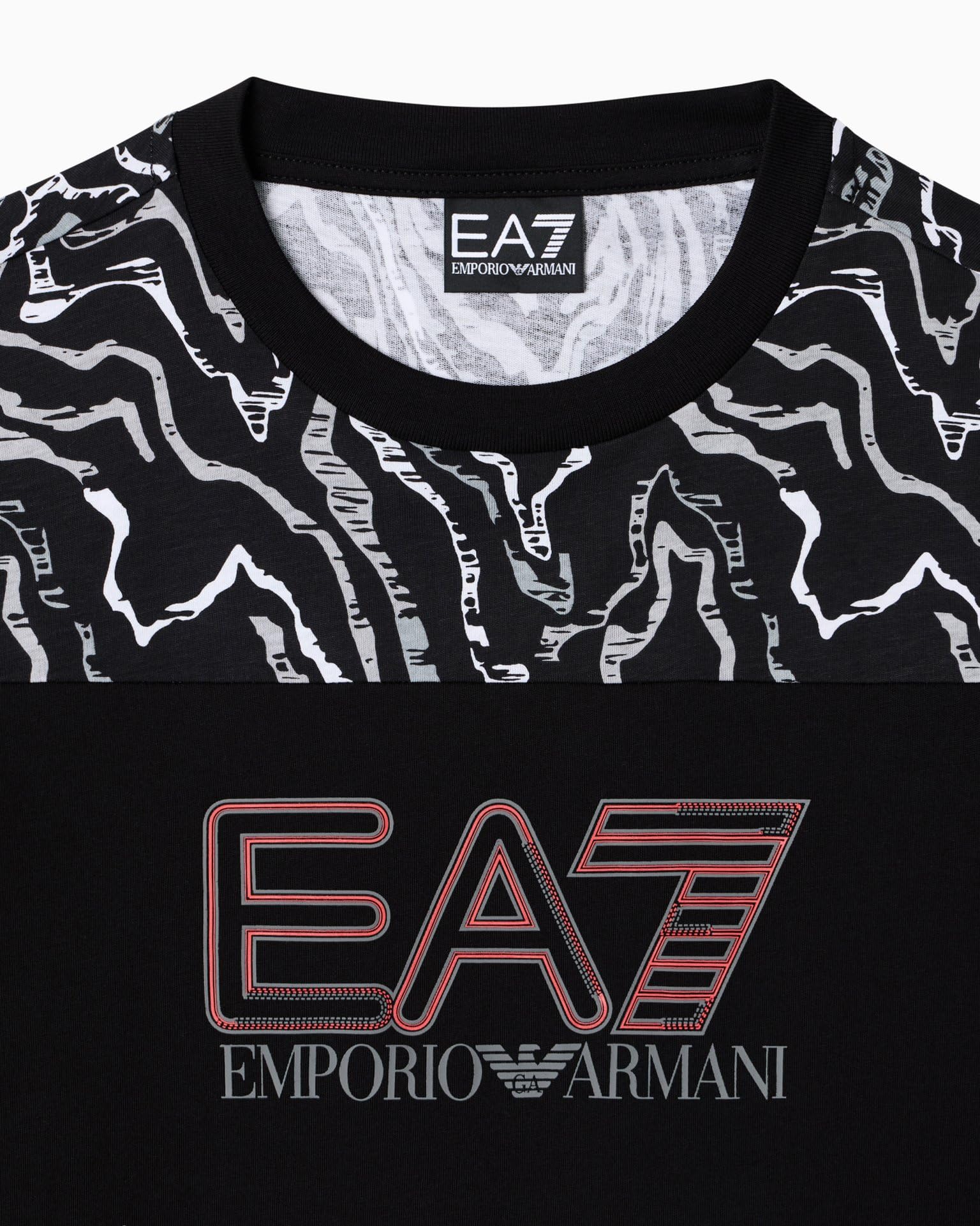 EA7 Emporio Armani Visibility Boy bawełniana koszulka dziecięca z dżerseju 7B000303AF10375 8033921003395-12A czarny 12A