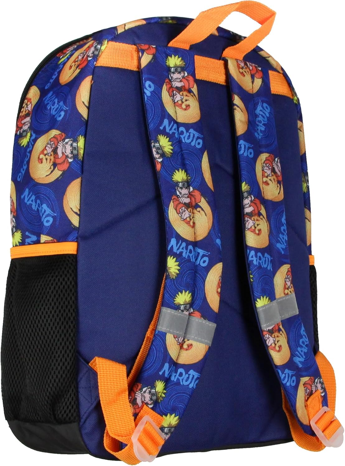 Bioworld Naruto Shippuden Squad 17"" Travel School Laptop Backpack 4 Piece Bookbag Set, Orange