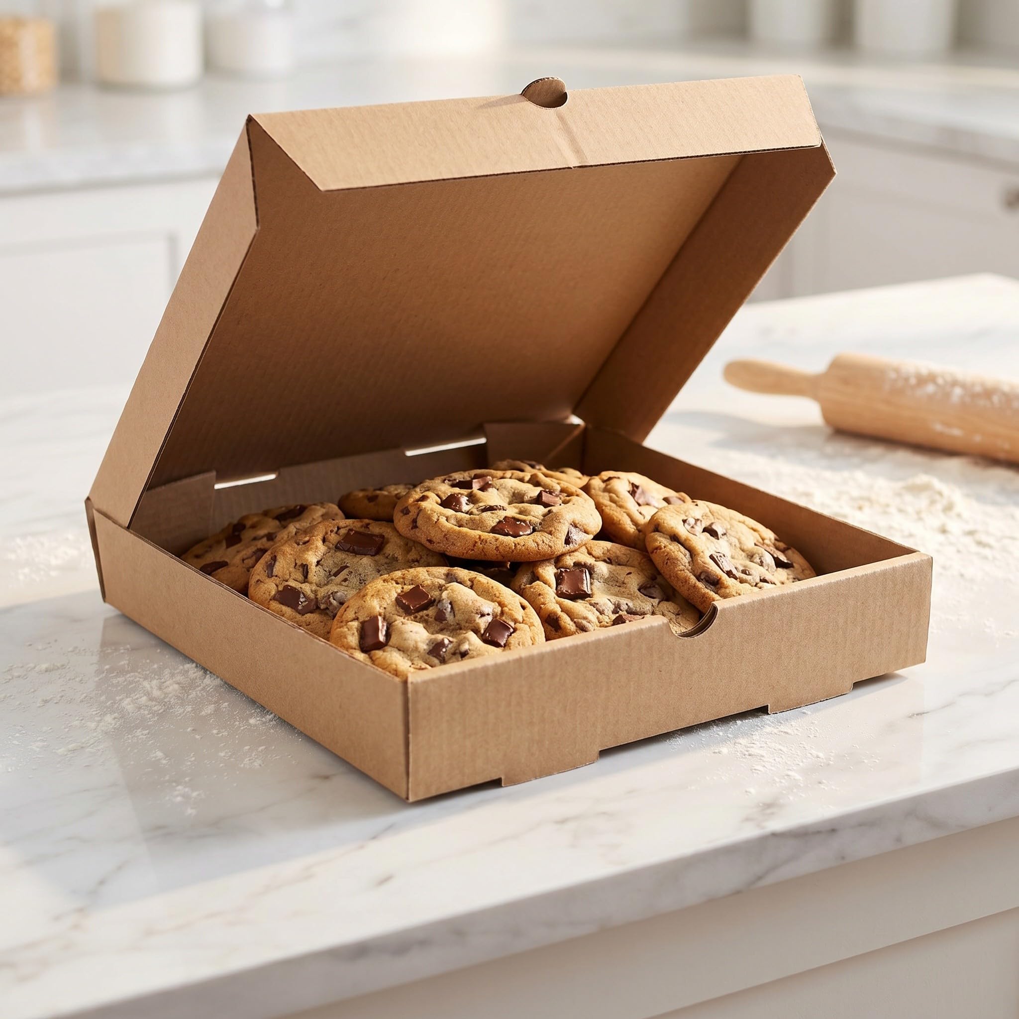 OUNONA 24 cajas de pizza Kraft: Cajas para pizza para llevar - Envases de cartón Kraft marrón de 21,5 cm (8,5") para llevar galletas, pasteles, sobras, restaurantes y pizzerías.