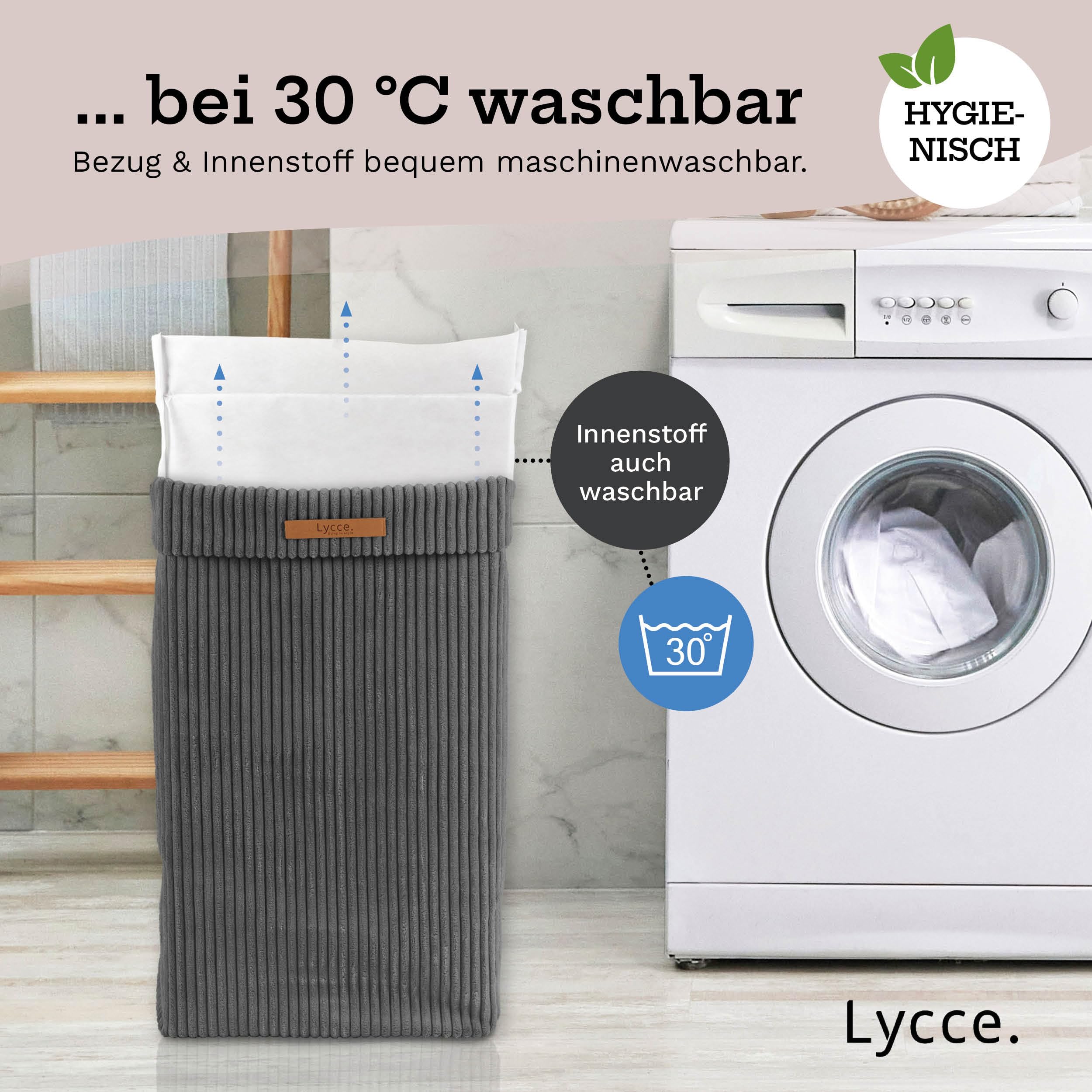 Lycce Wäschekorb Cord, waschbar - faltbar (Dunkelgrau)