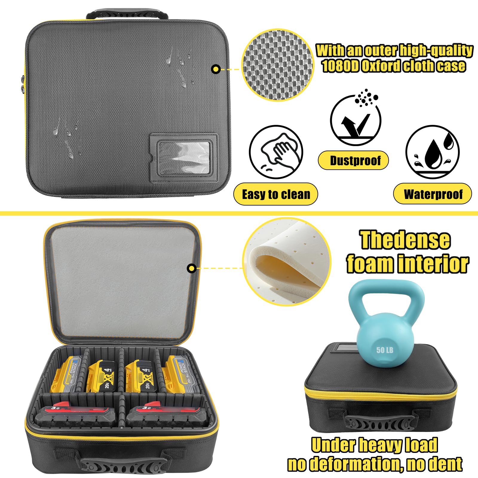 30 x 26 x 10 cm Borse per Utensili con Divisori Regolabili - Custodia Rigida Portatile per Batterie/Caricabatterie, Grande Borsa Cassetta per Attrezzi Accessori, Impermeabile Antiurto Cover