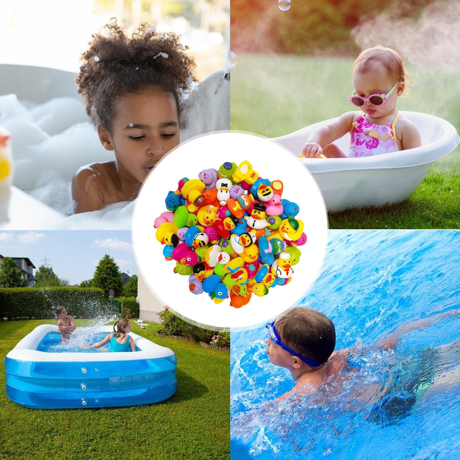 Badeente Set - Schwimmende Badewannen-Kollektion, schönes Schwimmspielzeug | quietschende weiche Wasser-Tierfiguren | Lernsichere Badepartner für Babys, Kinder,