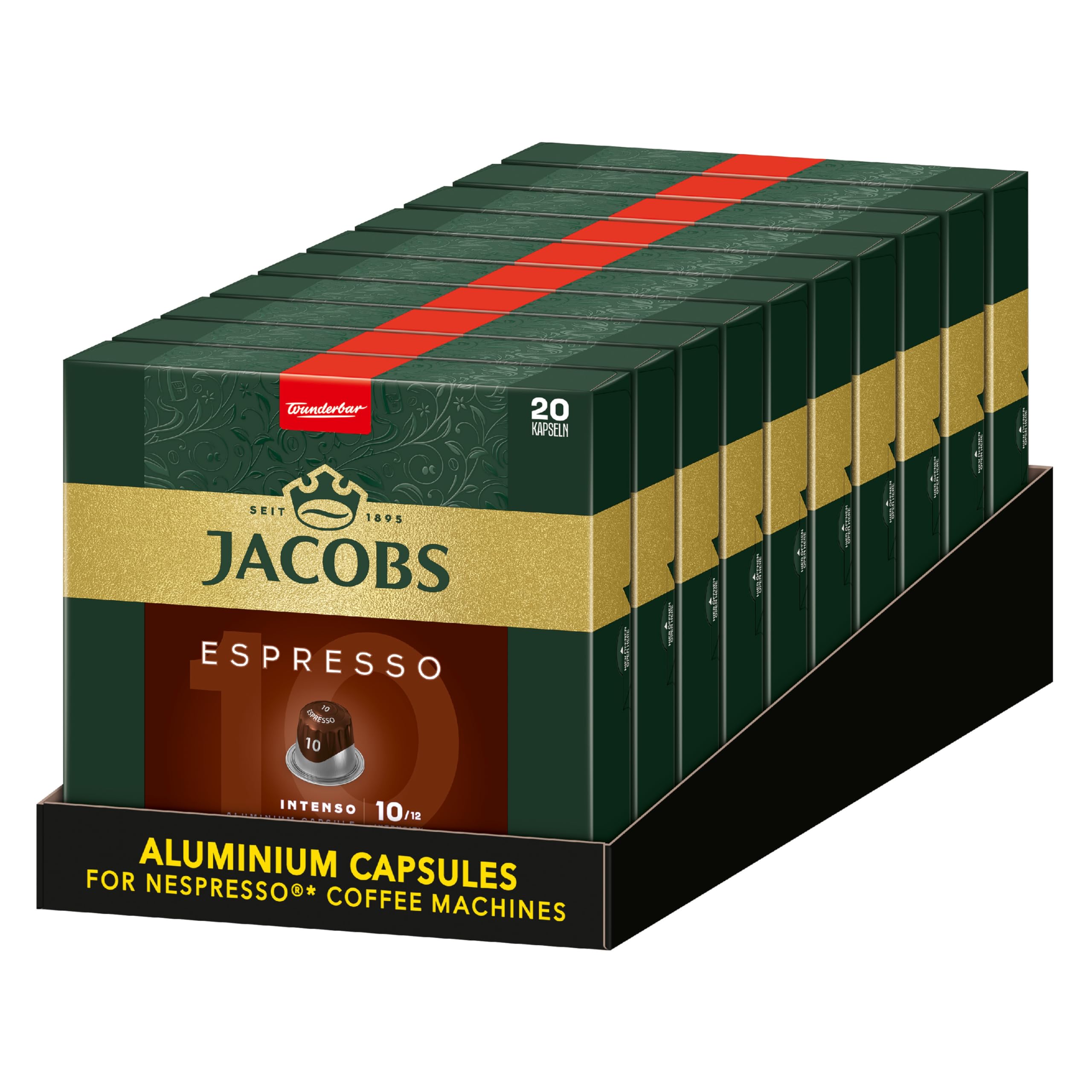 Jacobs Espresso Intenso, Intensywność 10 Kapsułki Kawy, Espresso 10, 200 sztuk