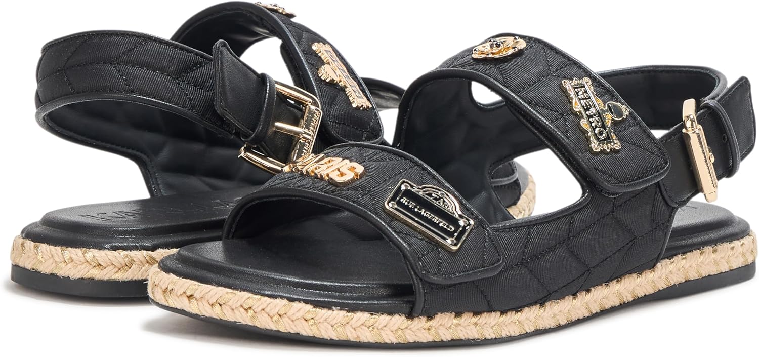 KARL LAGERFELD womens Charlay Double Strap Sandal With Pin Embellishments - Image 3