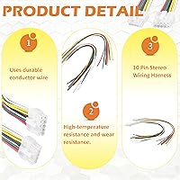 Vista 3 de Arnés de cableado estéreo de 10 pines compatible con radio Kicker Bass, PT10 11PT8 11PH12 11HS8 11PHD12 PT250, fácil de instalar