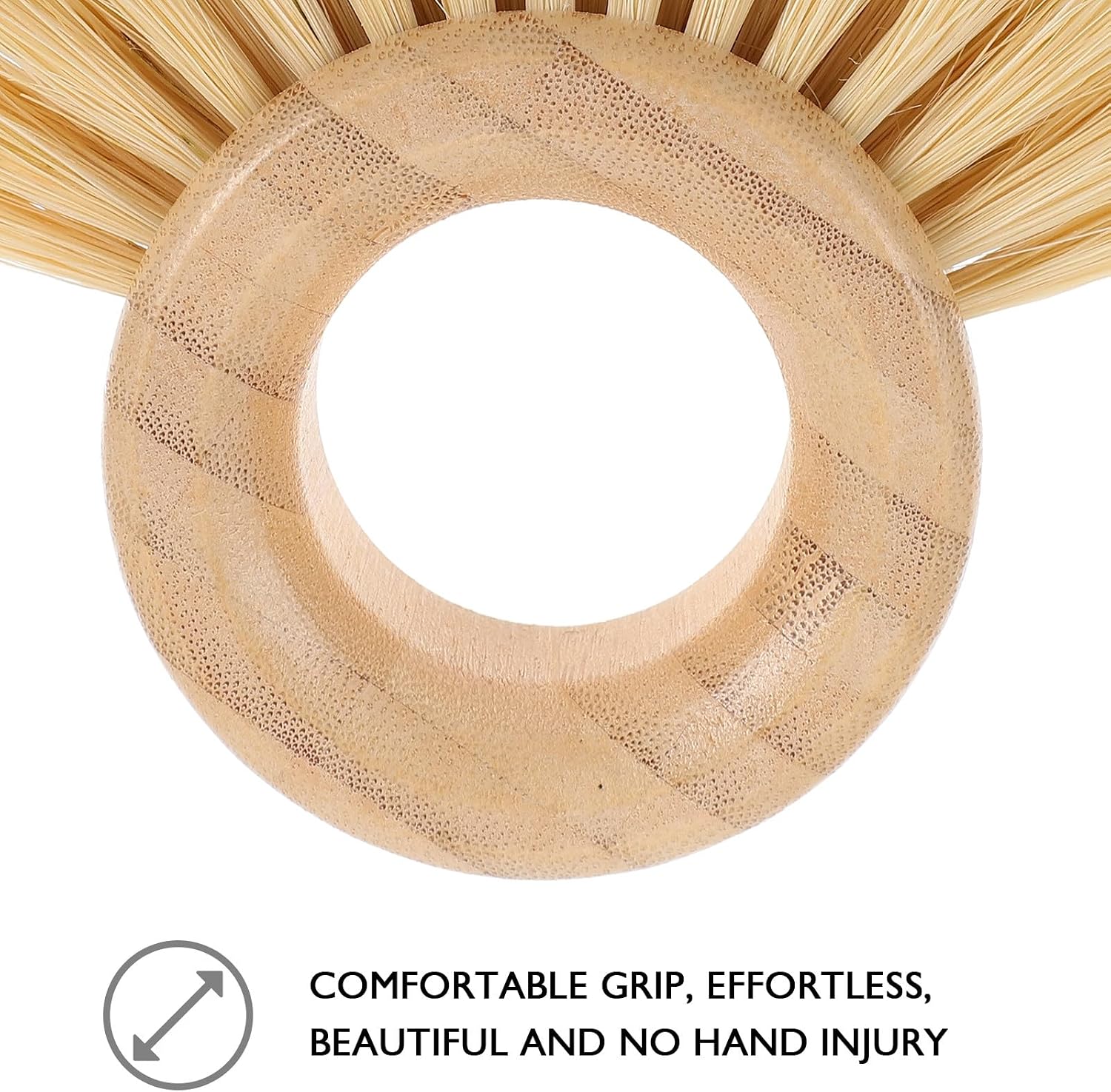 Fruit Vegetable Brush Bamboo Ring Handle for Kitchen Washing