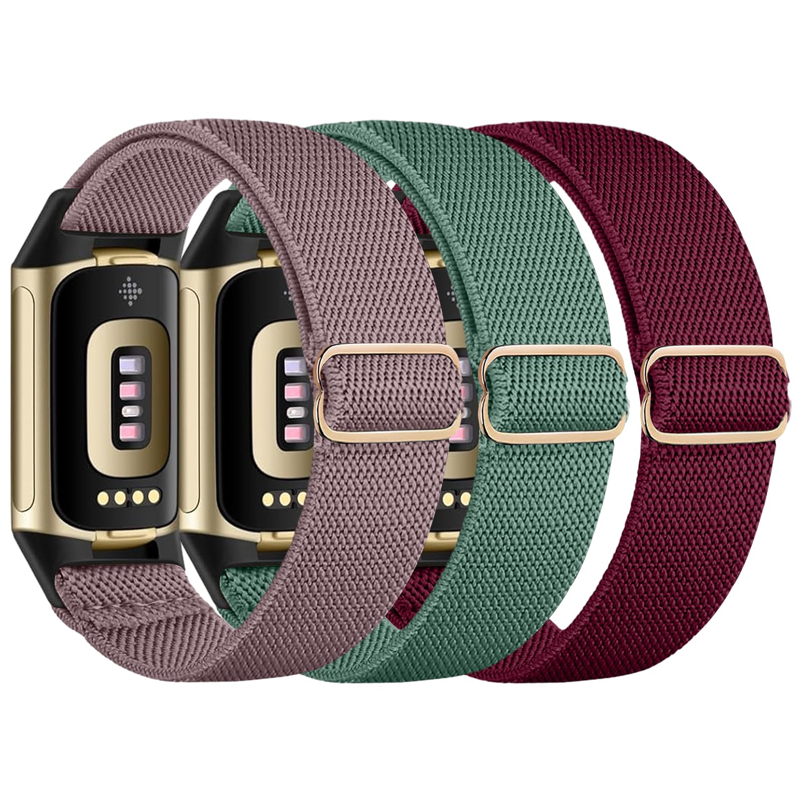 chinbersky Elastisches Armband Kompatibel mit Fitbit Charge 6 Armband/Fitbit Charge 5 Armband, Verstellbares Nylon Stoff Dehnbare Atmungsaktiv Sport Band für Fitbit Charge 6/Charge 5 Damen Herren