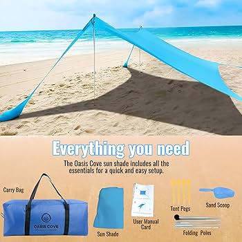 Amazon.com: Oasis Cove Beach Tent Sun Shelter, 7 x 7 FT