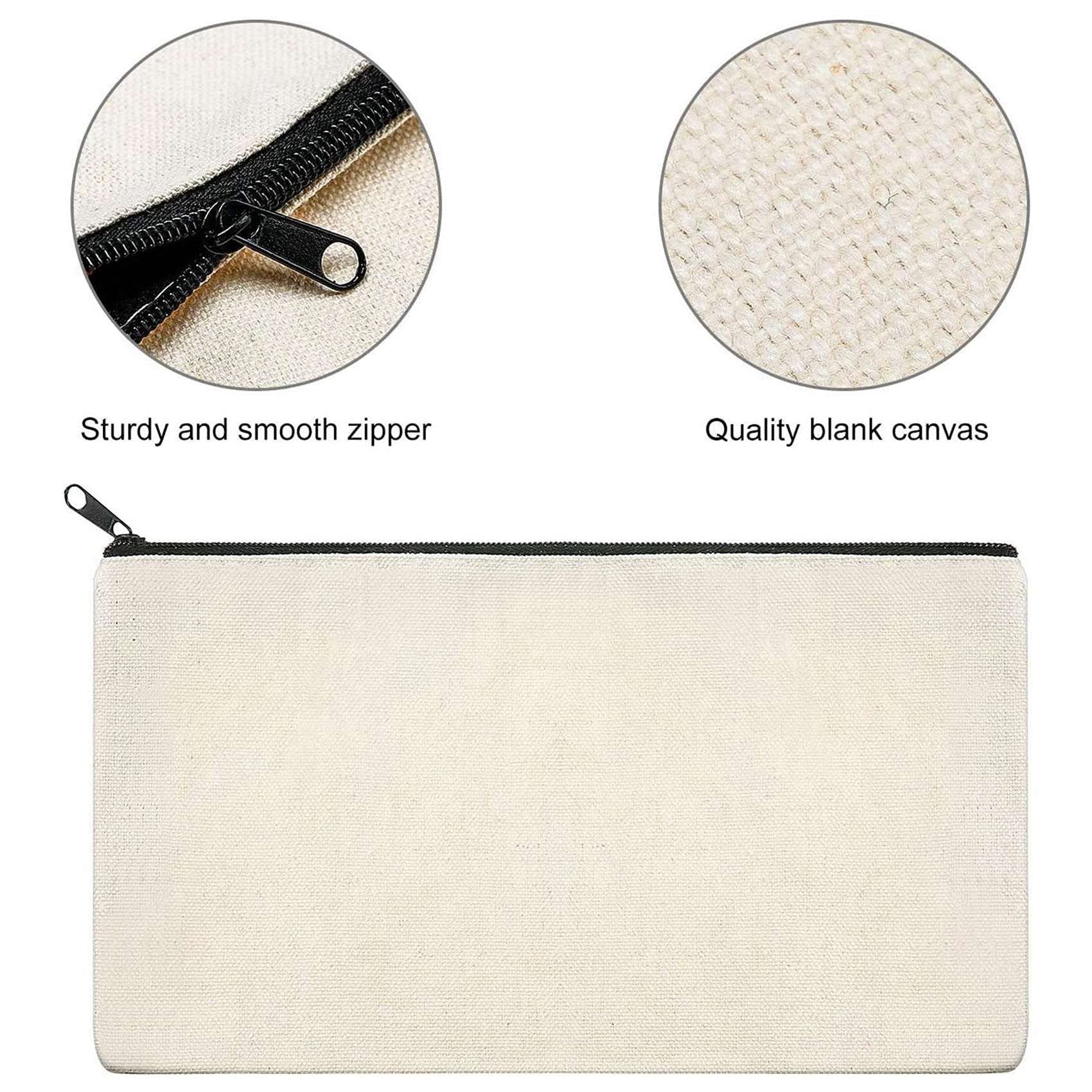 80 bolsas de lona con cremallera para lápices, bolsa de cosméticos en , bolsa de manualidades, 40 piezas beige y 40 piezas negras, Beige y negro, moderno