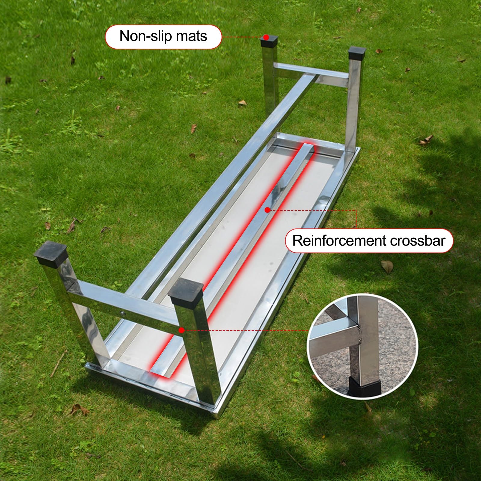 Panca da giardino in metallo in acciaio inox 304, ideale per patio esterno, spogliatoio, parco, laboratori, ospedali