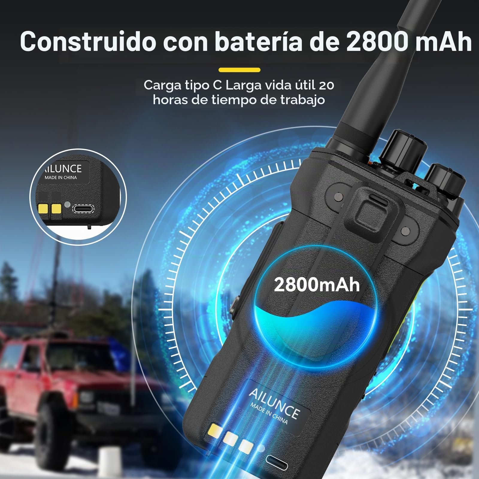 Retevis Ailunce HA1UV Radioaficionado, Walkie Talkies IP67 (2 Piezas) | Impermeable y a Prueba de Polvo, Banda Dual, 2800mAh, Radio Amateur Recargable USB-C para Emergencias, Caza, Senderismo