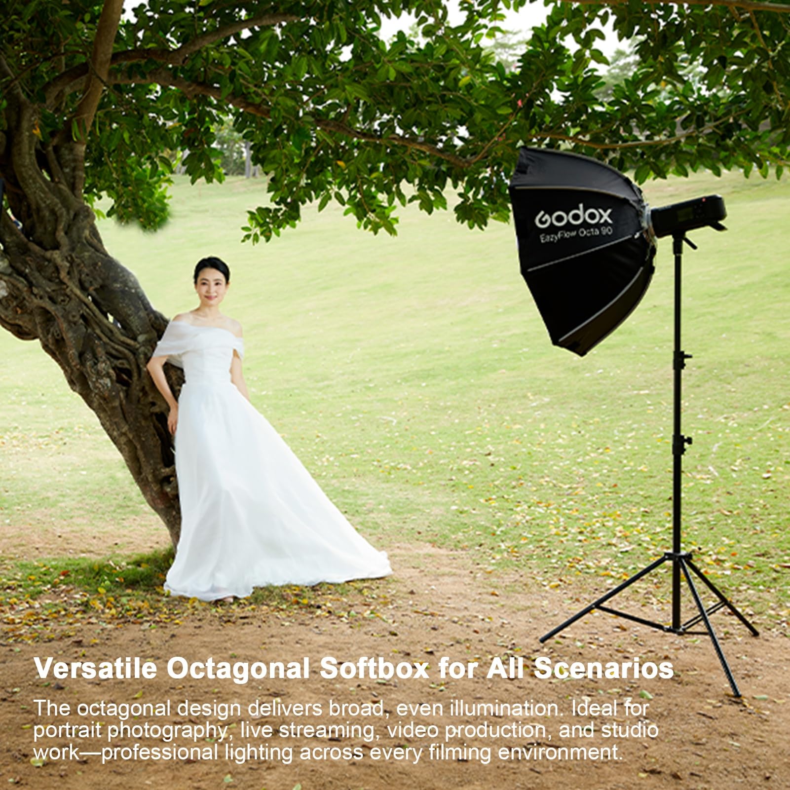 Godox EazyFlow Octa - Softbox ottagonale pieghevole, 90 cm, con diffusori, griglia