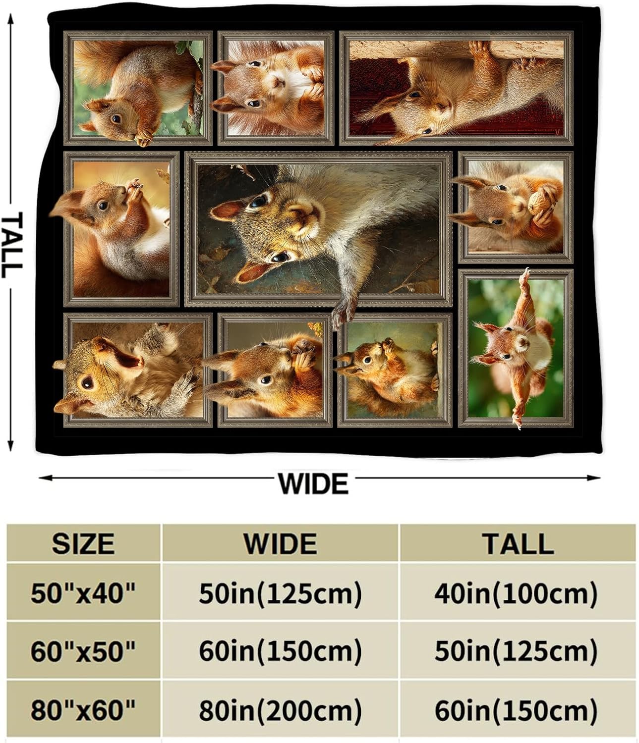 Squirrel Blanket Soft Fuzzy Fleece Cute Squirrel Throw Blanket Decor Cozy Warm Plush Flannel Blanket Gifts for Boys Girls Men Women Home Chair Sofa Couch Bed 50"X40" - Image 6