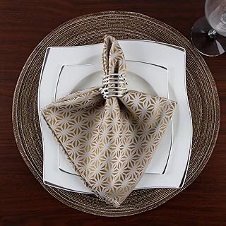 Sponsored Ad - Youngseahome Jacquard Washable Cloth Napkins Star Design Waterproof Spillproof Polyester Fabric Napkins for...