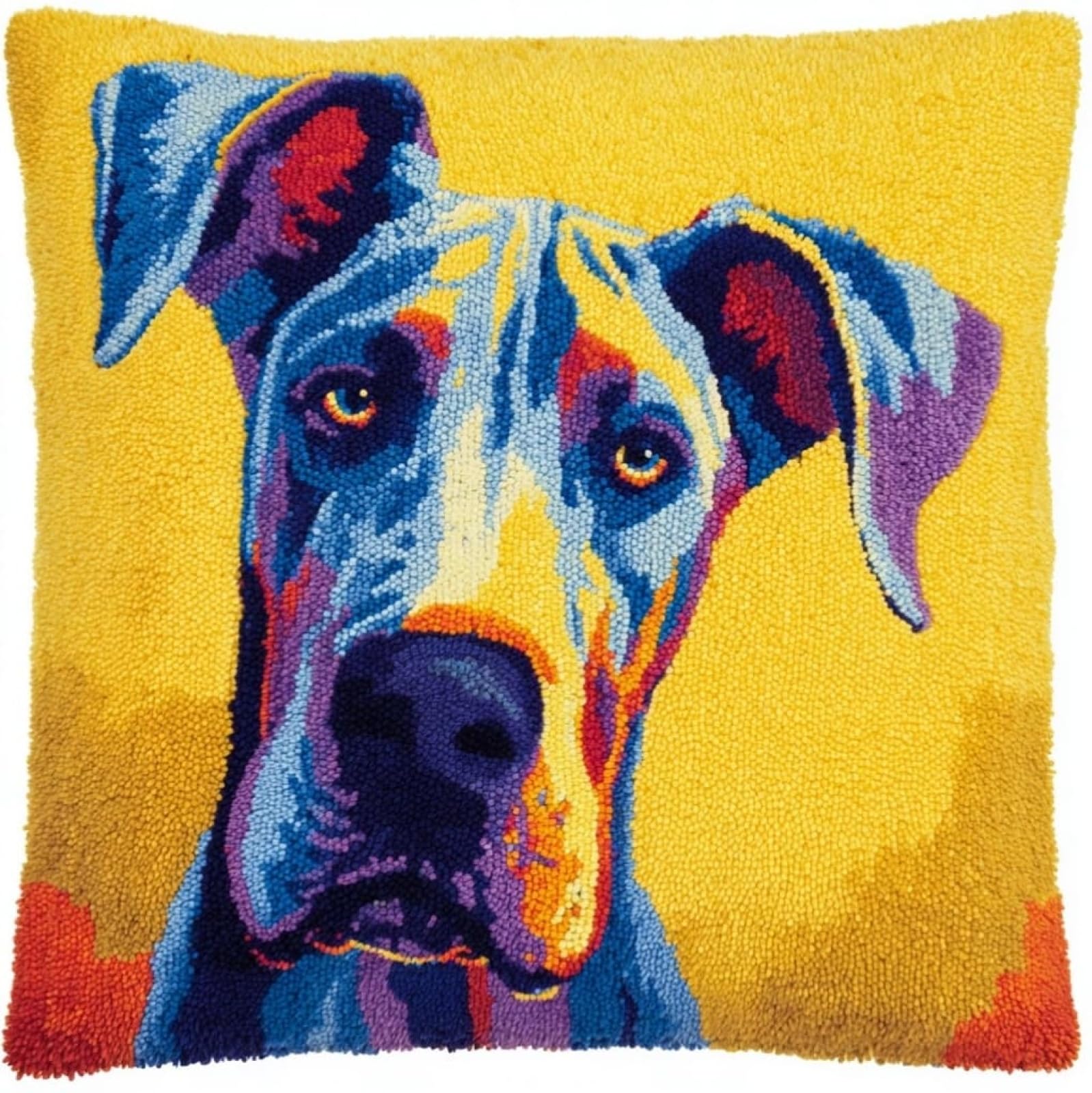 WallustrioaW Latch Hook Cushion Kits 17x17in,Great Dane