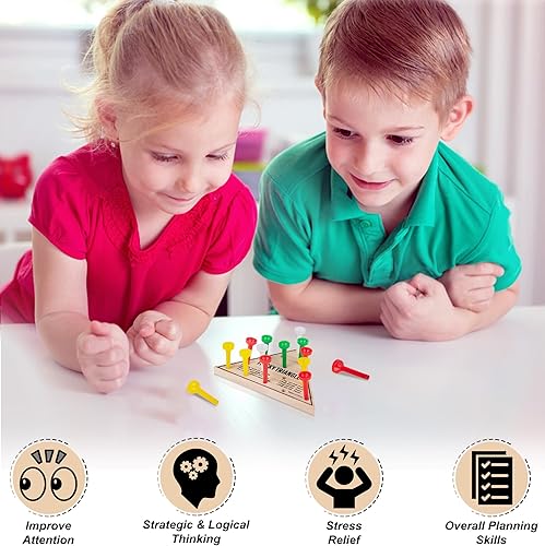 Miniatura 4 de Paquete de 12  Juego de mesa con clavija triangular de madera  Mini juego de viaje retro