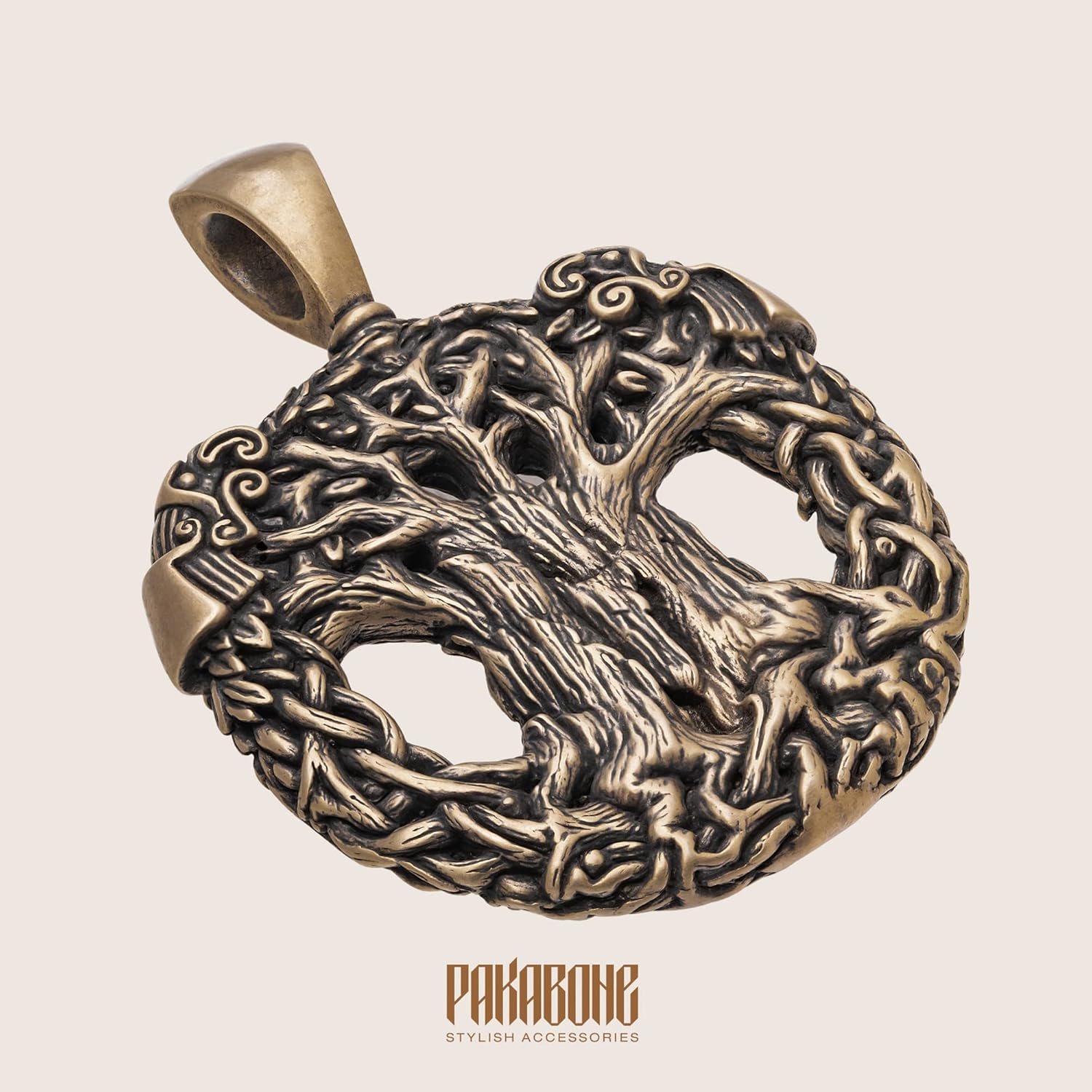 Viking Necklace Norse Pendant Yggdrasil Ash Word Tree of Life with Odin's Ravens Hugin Munin Nordic Pagan Jewelry for Men Women