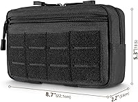 Vista 3 de Funda táctica Molle Admin Pouch Utility de corte láser EDC, bolsa de herramientas, fundas modulares horizontales, incluye parche de la bandera