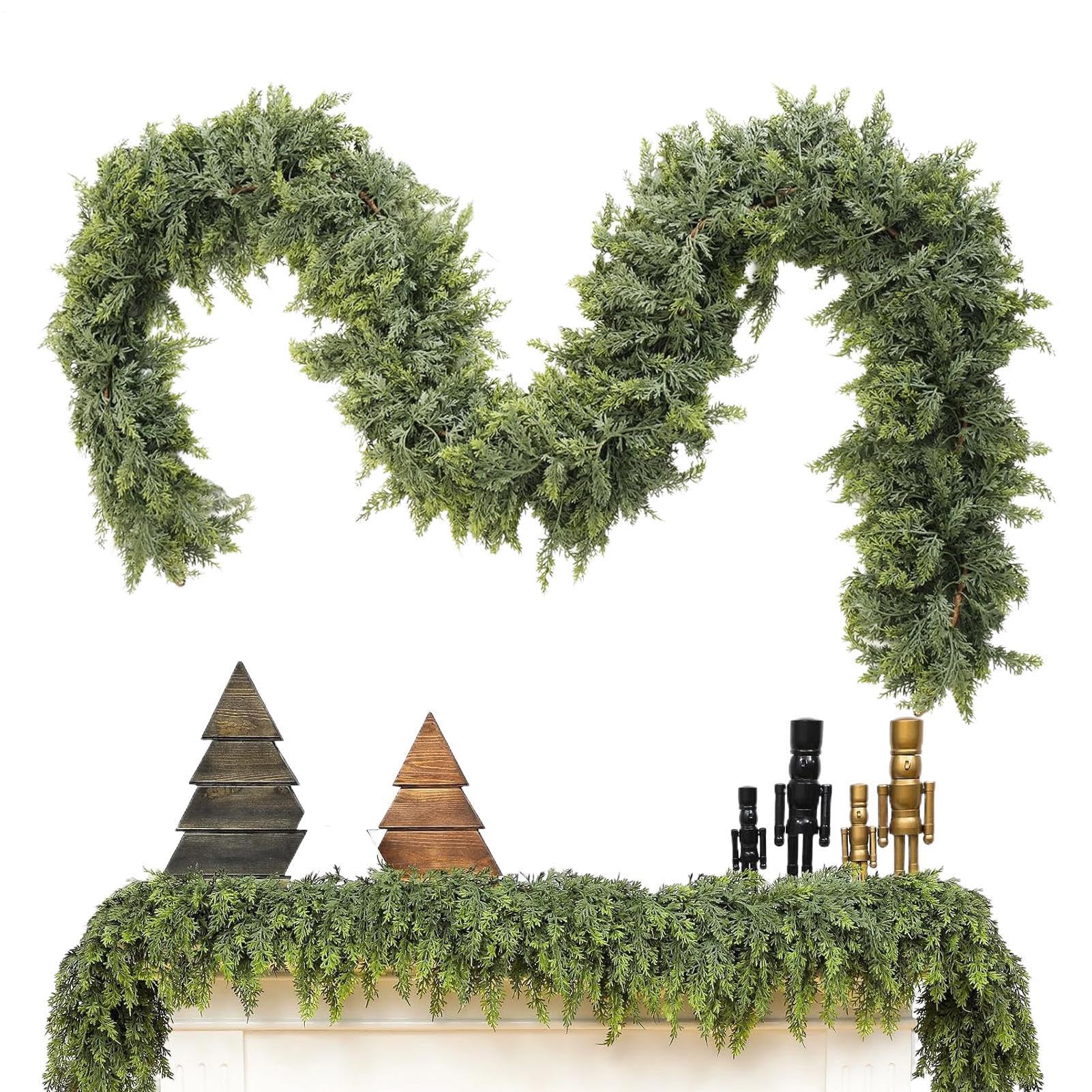 Guirlande de cyprès de Noël pour cheminée et décoration de meuble TV