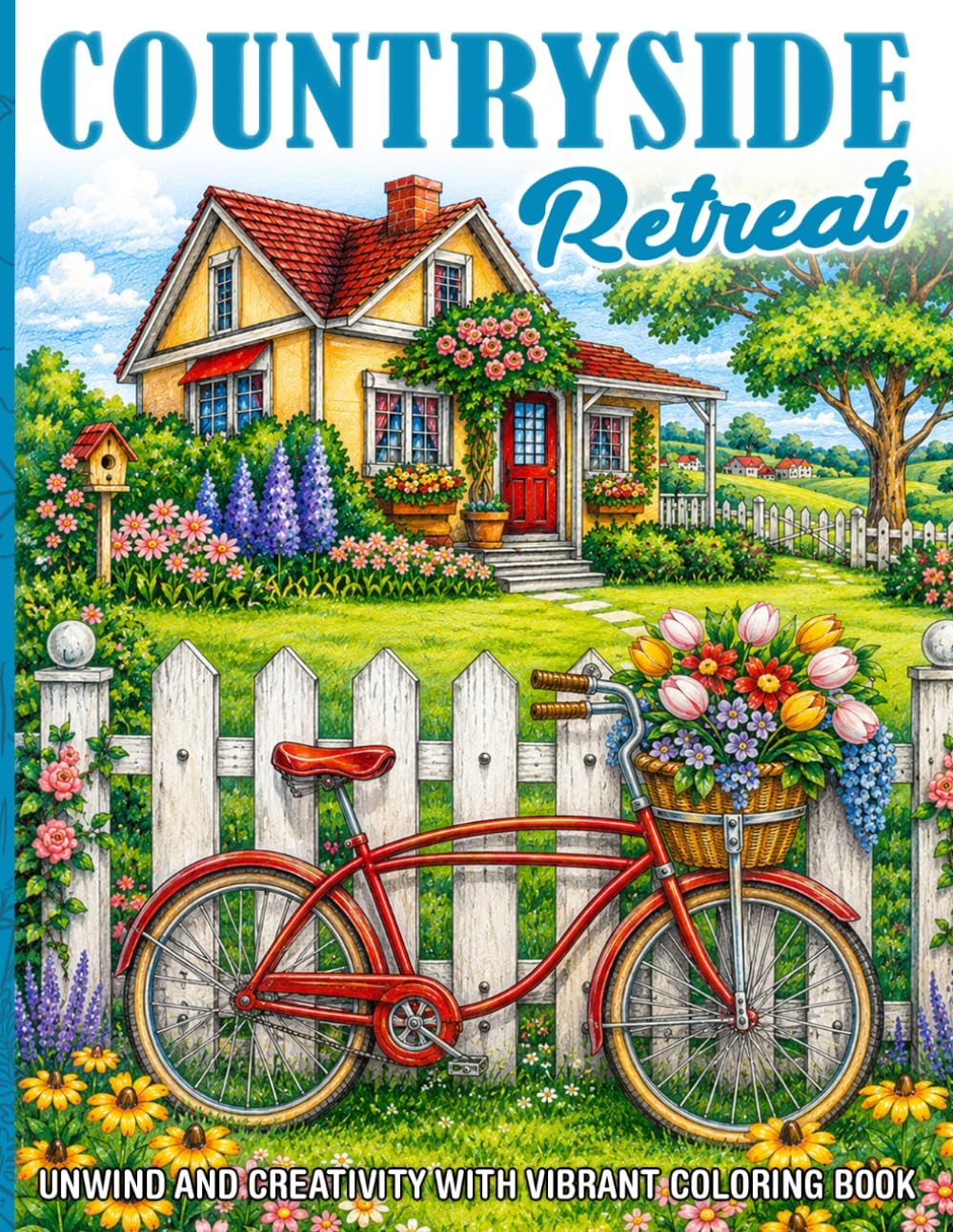 Countryside Retreat Coloring Book: Rustic Farmhouse Coloring Pages for Adults, Teens Featuring Peaceful Rural Landscapes, Cozy Cottages and Scenic Nature Escapes for Relaxation