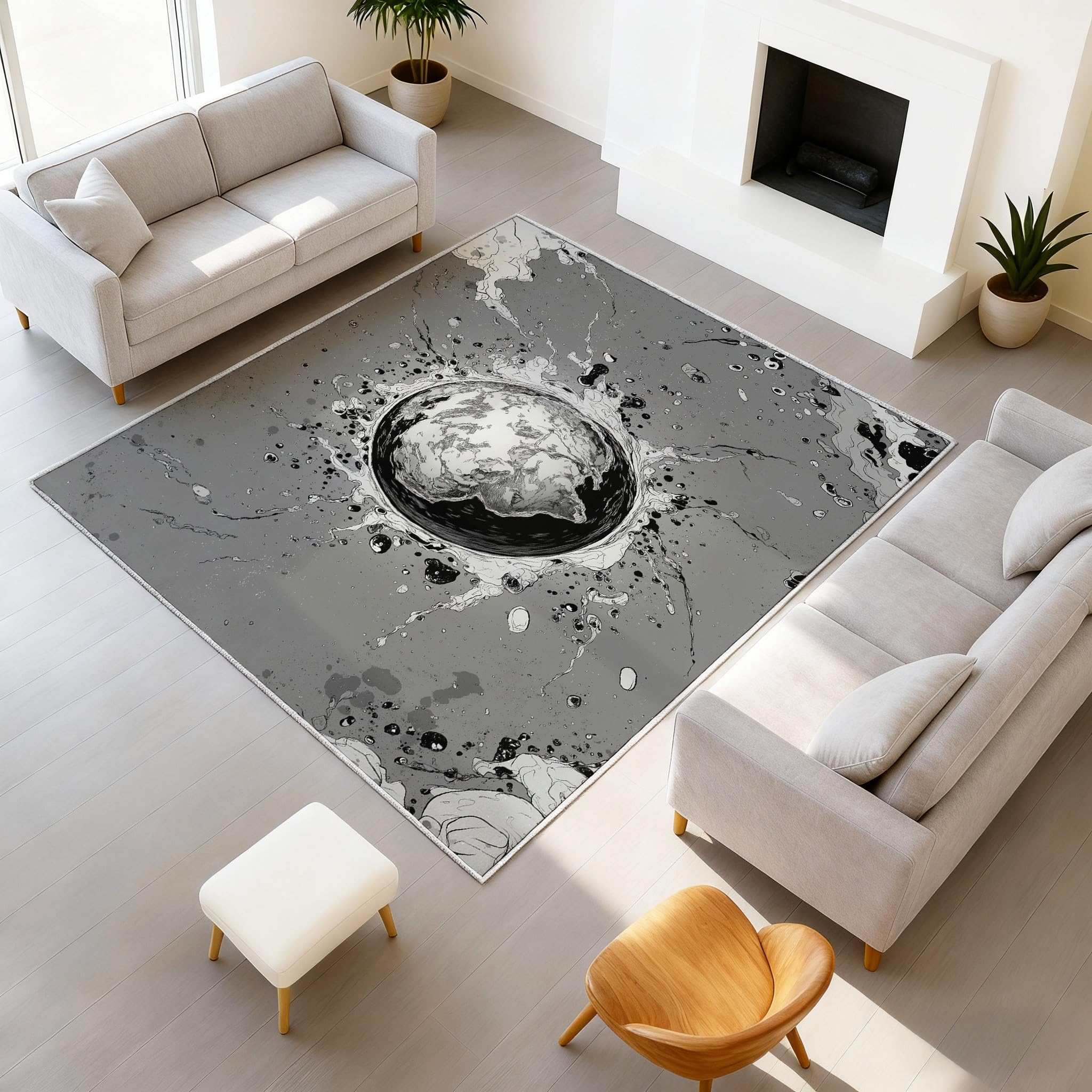 Tapis flanelle poil ras 50x80 antidérapant gris salon