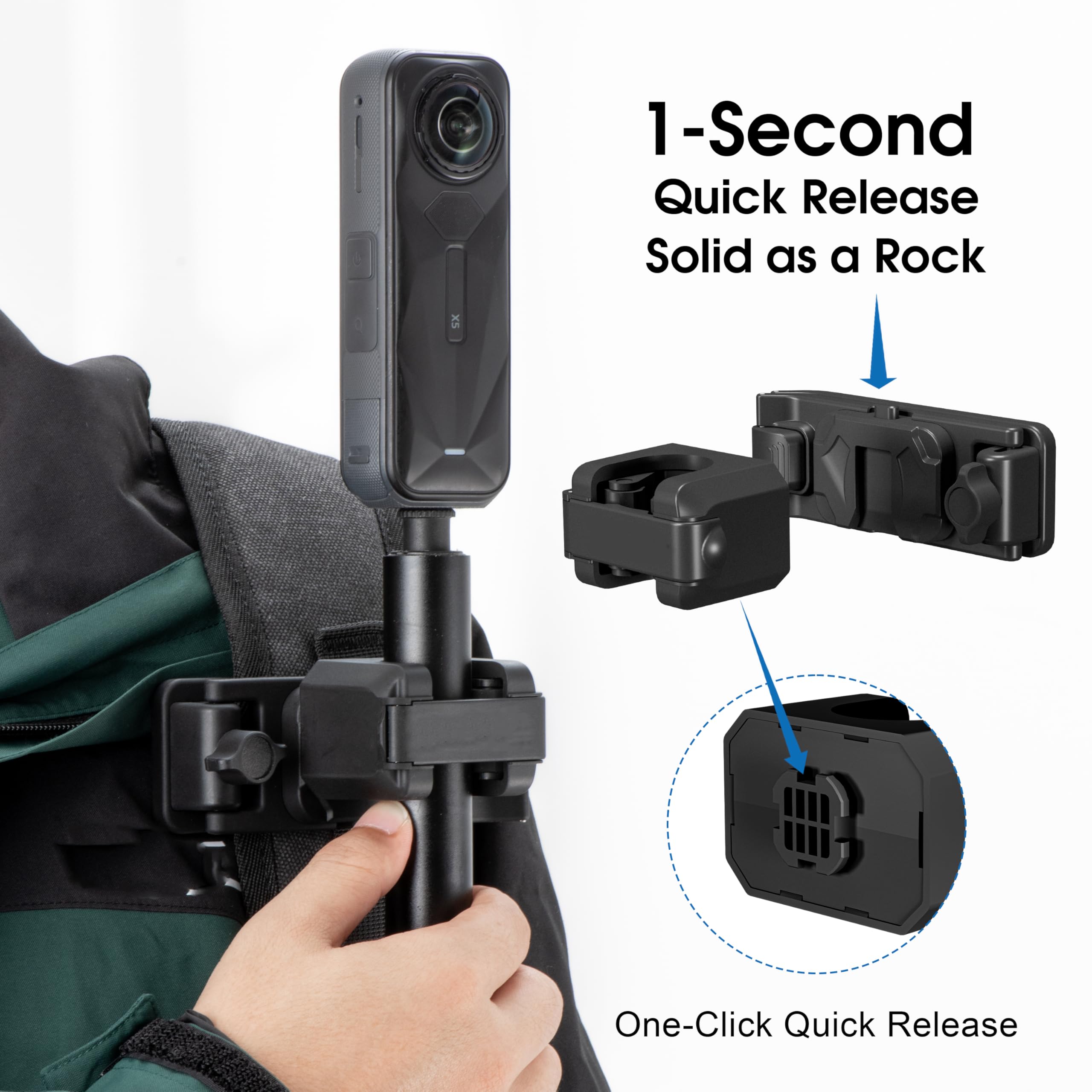 Supporto a clip rapido per zaino, compatibile con Insta360 ACE Pro ONE X4 X3 X2 X RS R GO 2 3, Go Pro Hero 12 Session Max Action Camera spalla e cappello Supporto a clip rapido per zaino, compatibile con Insta360 ACE Pro ONE X4 X3 X2 X RS R GO 2 3, Go Pro Hero 12 Session Max Action Camera spalla e cappello