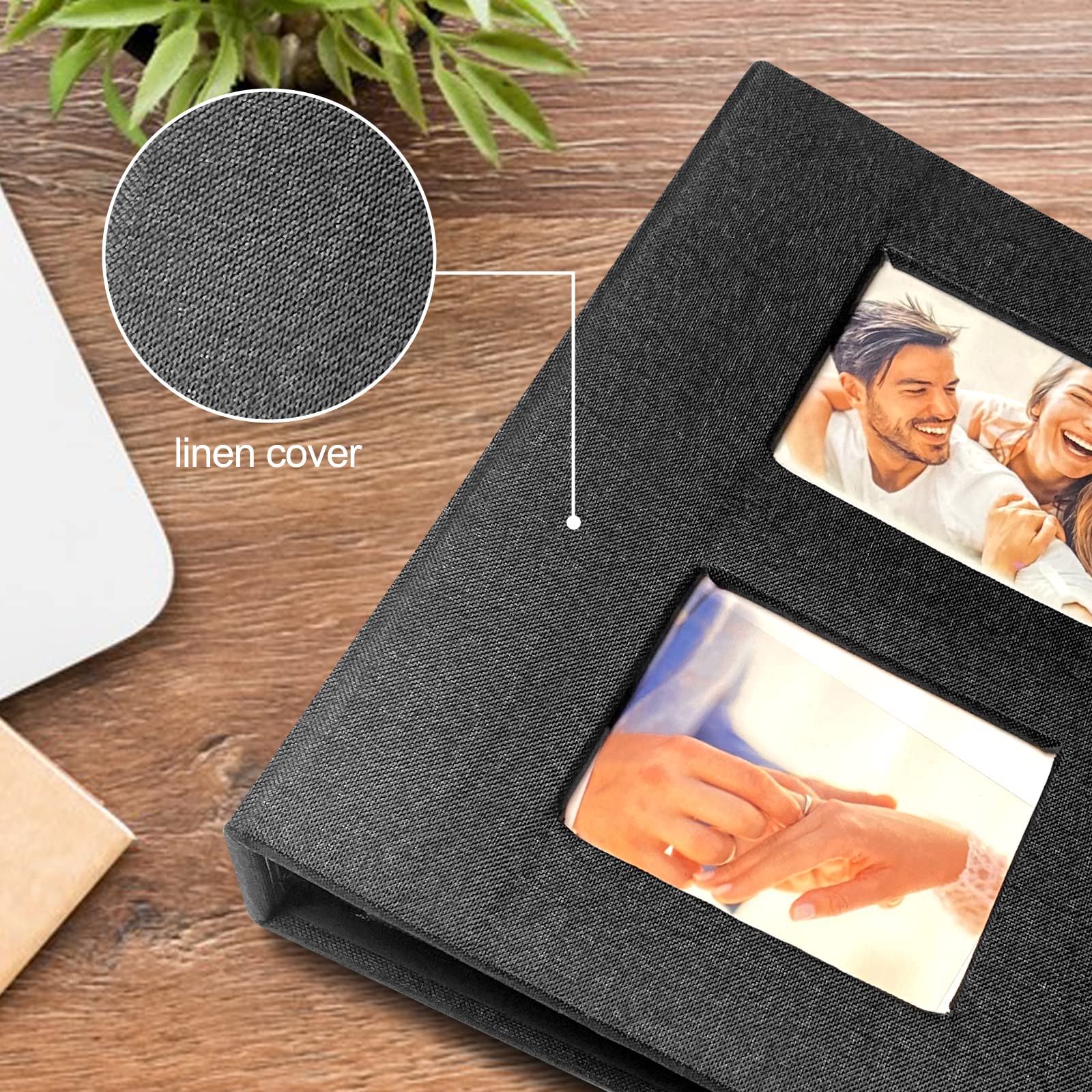 Album Foto 200 Posti - Per Foto 10x15 Cm - Design In Lino Con Finestra - Ideale Per Matrimoni E Famiglia - Foto 11