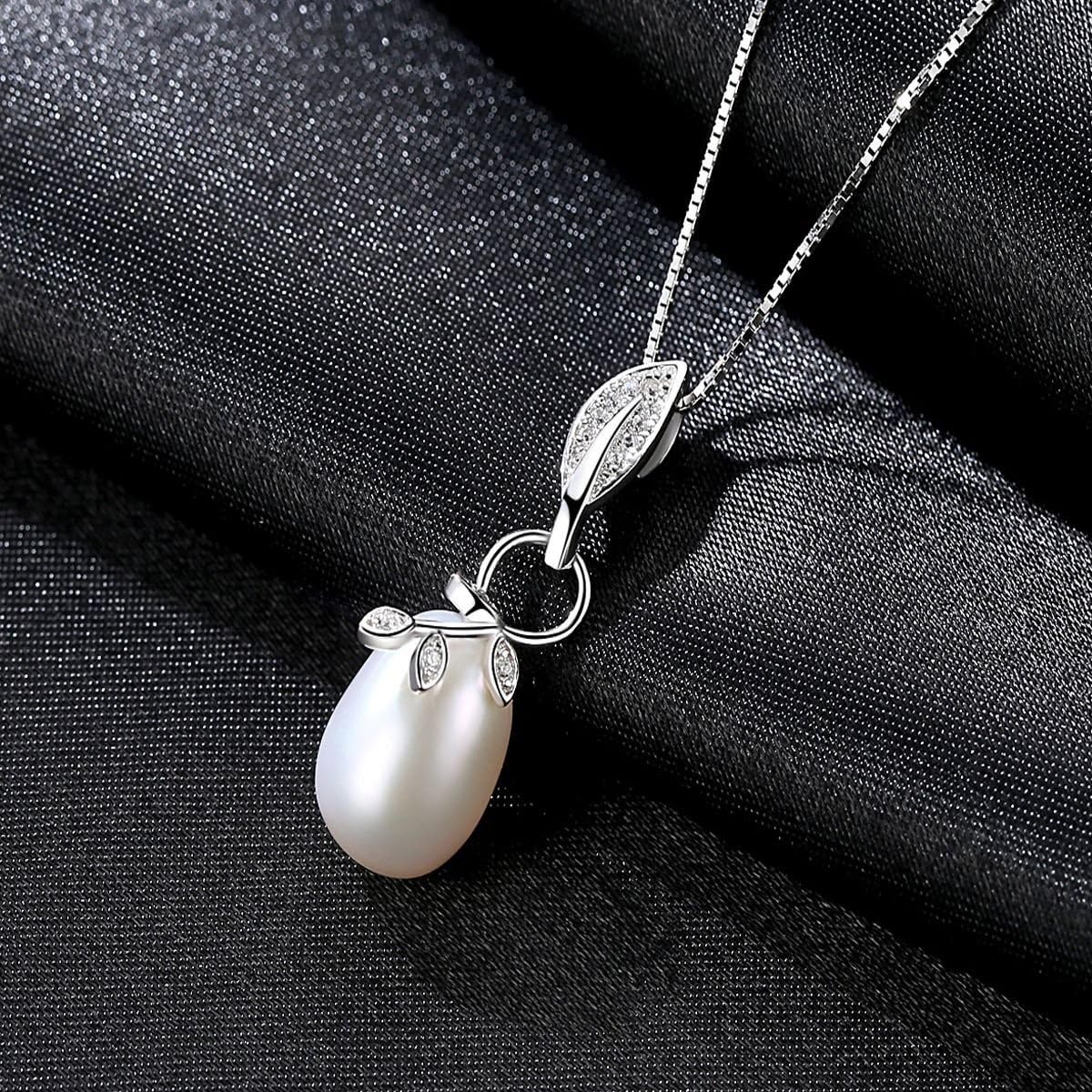 Pearl Necklace Genuine Freshwater Cultured 8-9mm Pearl Pendant Necklaces Sterling Silver for Women Fine Jewelry Gifts for Women Wife Girlfriend Mother