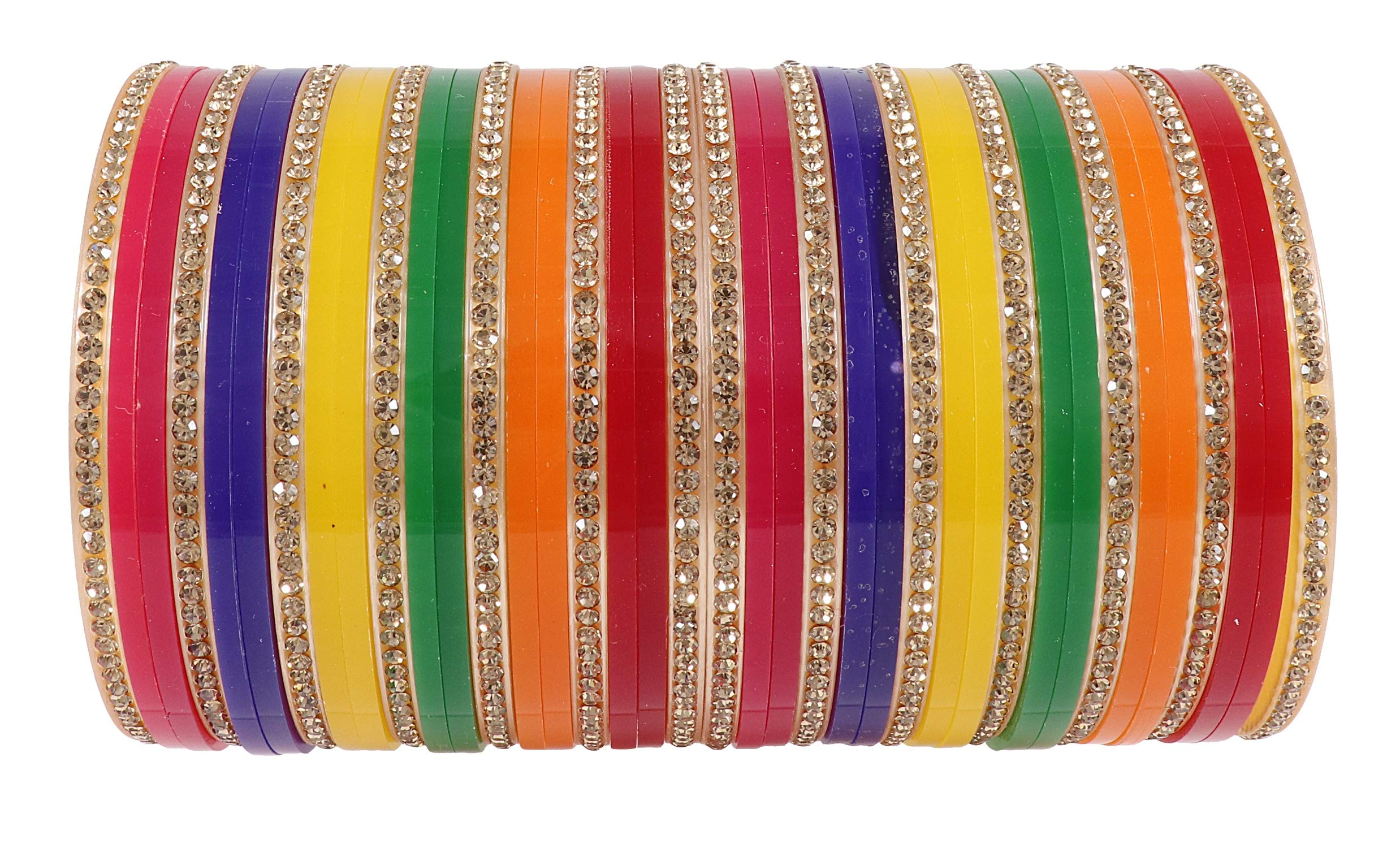 NMII Acrylic (Plastic) with Zircon Gemstone Studded worked Glossy Finished Bangle Set For Women and Girls, (MultiColour1_2.8 Inches), Pack Of 22 Bangle Set (B07RJJ1FLZ) Amazon Price History, Amazon Price Tracker
