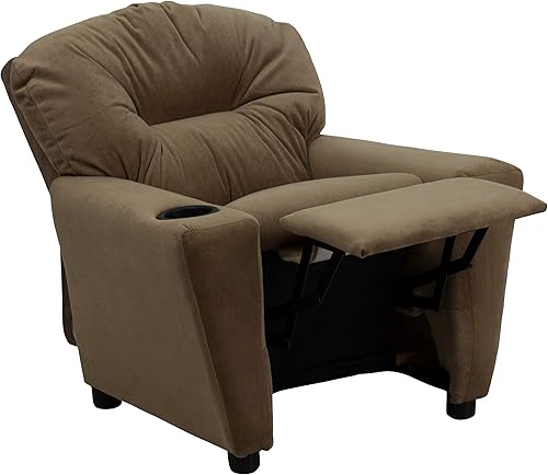 Miniatura 200 de Flash Furniture Chandler LeatherSoft - Silla reclinable para niños con portavasos y reclinable de seguridad, silla reclinable contemporánea para