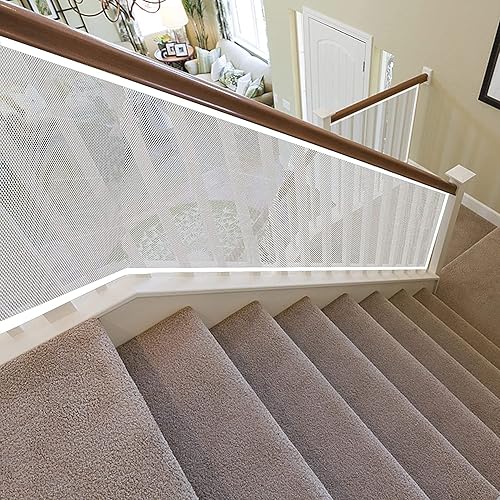 Miniatura 8 de Red para escaleras, barandilla de seguridad para bebés, barandilla de balcón, 10 pies de largo x 2.6 pies de alto, escalera a prueba de barandilla