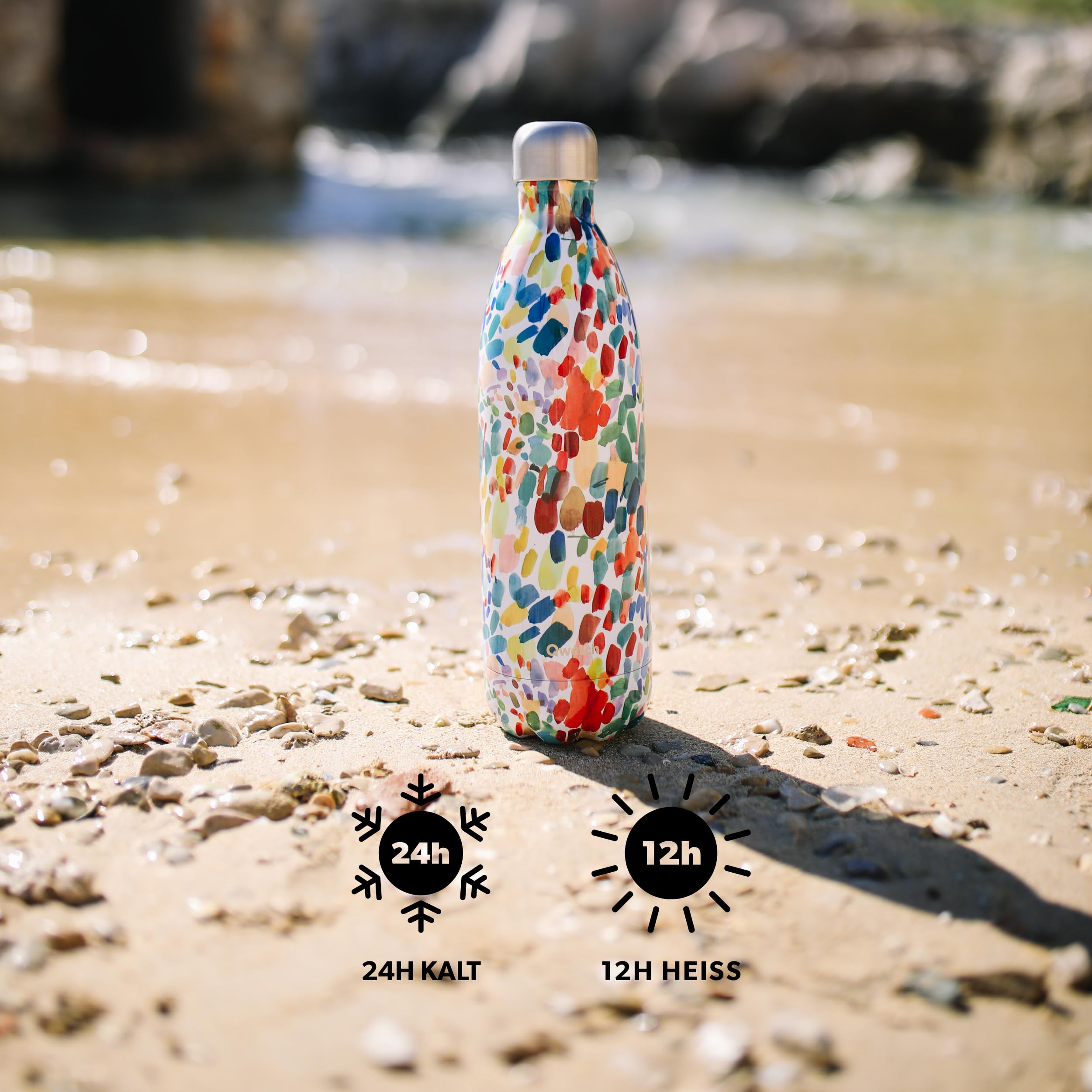 Qwetch - Trinkflasche Originals Edelstahl Isolierflasche 1L Majorelle Blau - Thermosflasche 24h Kalt & 12h Heiß - Auslaufsicher, BPA-frei, Wiederverwendbar - Perfekt für Sport, Reisen, Büro & Wandern